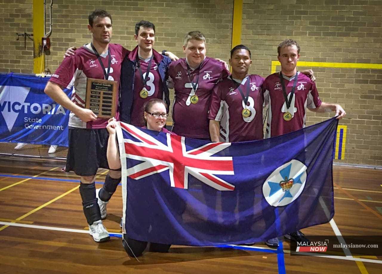 He was once part of the Australian goalball team, representing several states in the sport. This picture of him and his team was taken after they won the gold medal in the Australian Goalball competition in 2017. 