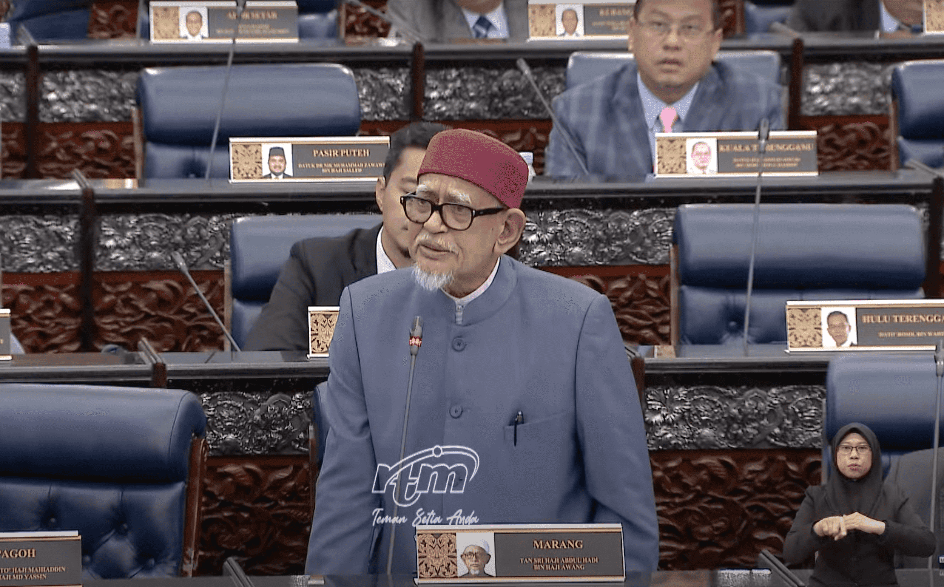 Ahli Parlimen Perikatan Nasional Marang Abdul Hadi Awang. Gambar: Youtube