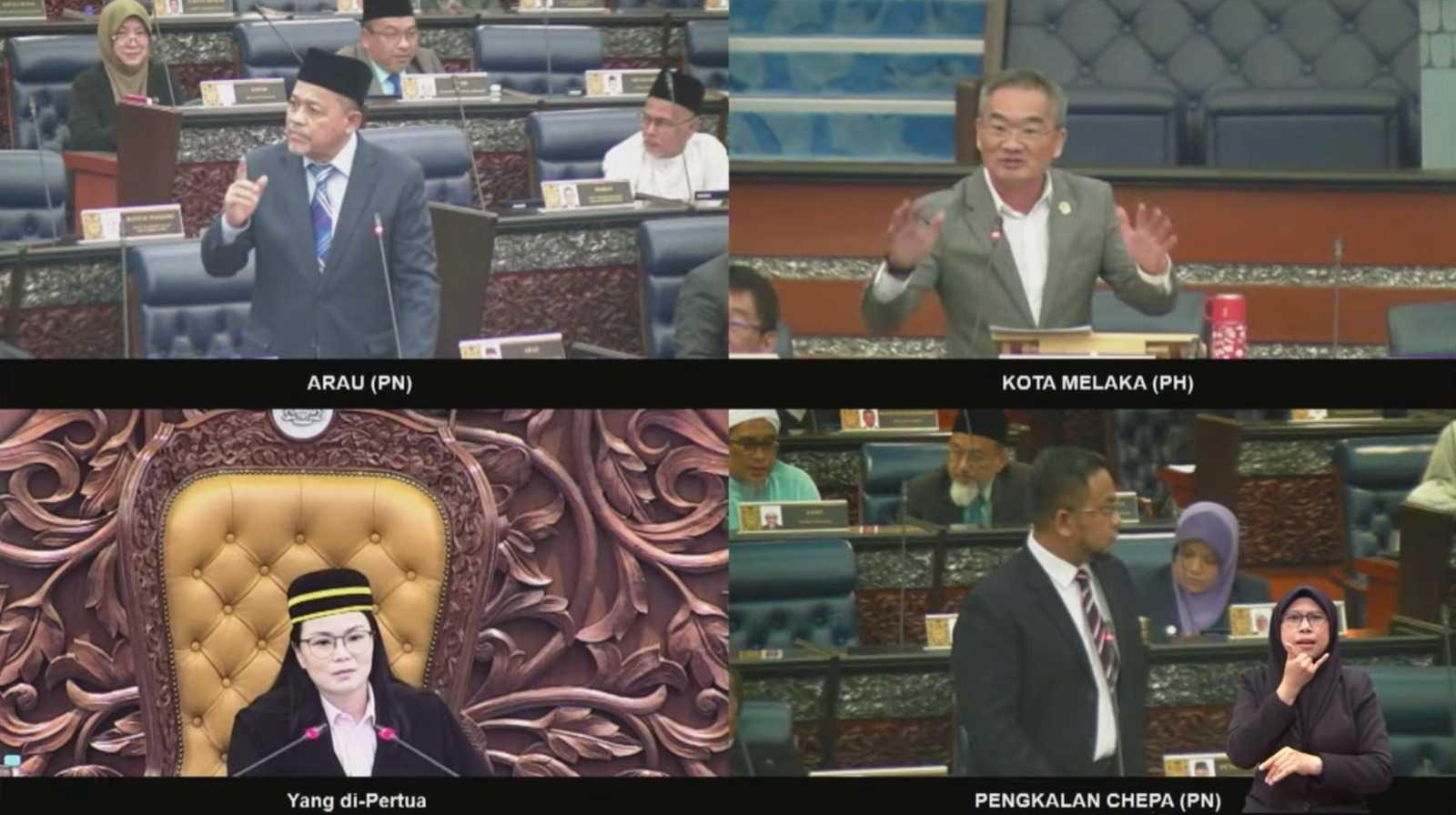 Ahli Parlimen bertikam lidah semasa perbahasan Rang Undang-undang Perbekalan 2023 di Dewan Rakyat, 28 Februari.