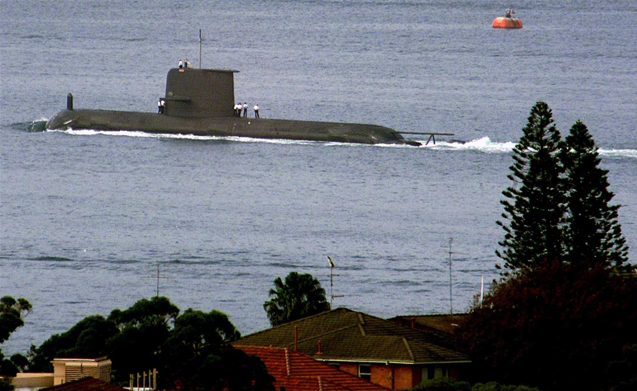 The Royal Australian Navy's newest Collins class submarine, HMAS Waller, leaves Sydney Harbour May 4. Photo: Reuters