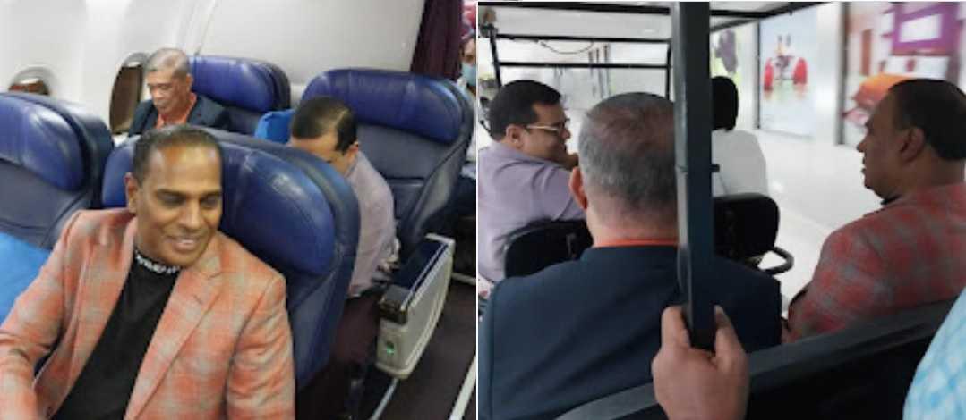 Some of the photos allegedly showing controversial businessman Deepak Jaikishan on a flight to India alongside Agriculture and Food Security Minister Mohamad Sabu.
