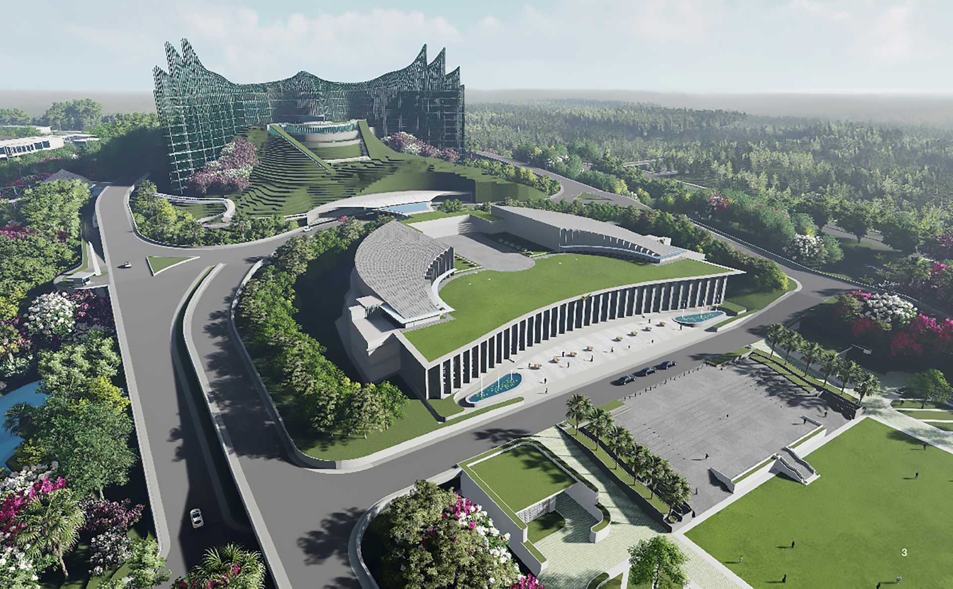 This undated handout showing computer-generated imagery released by Nyoman Nuarta on Jan 18, 2022 shows a design illustration of Indonesia's future presidential palace. Photo: AFP 