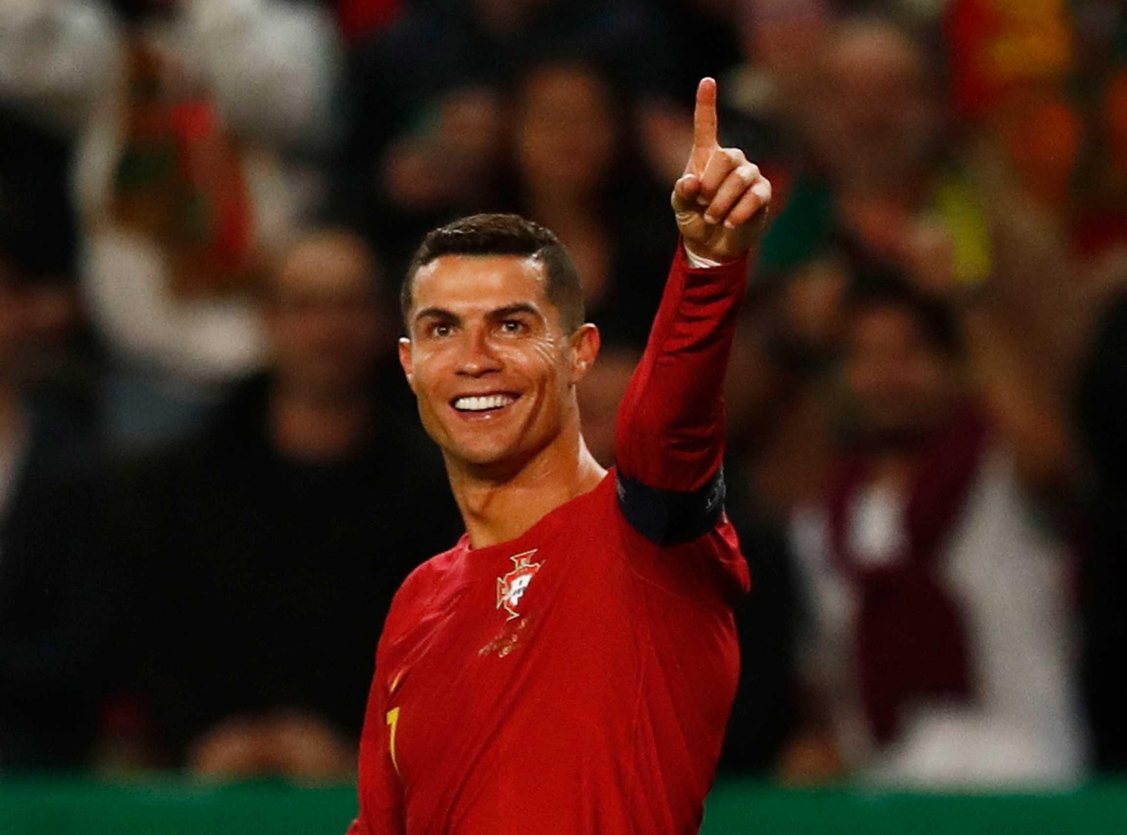 Cristiano Ronaldo meraikan gol ketiga Portugal ketika menentang Liechtenstein pada perlawanan Kumpulan J Kelayakan Euro 2024 di Stadium Jose Alvalade: Gambar: Reuters