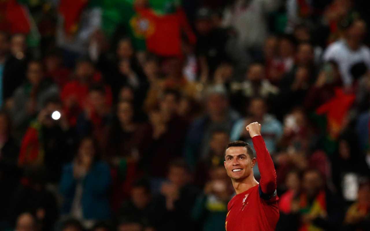 Portugal's Cristiano Ronaldo celebrates scoring their third goal against Liechtenstein in Estadio Jose Alvalade, Lisbon, Portugal, March 23. Photo: Reuters