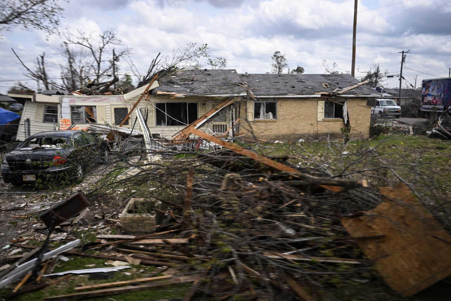 A storm damaged home is seen in the storm-stricken area of Rolling Fork, Mississippi, on March 31. Photo: AFP