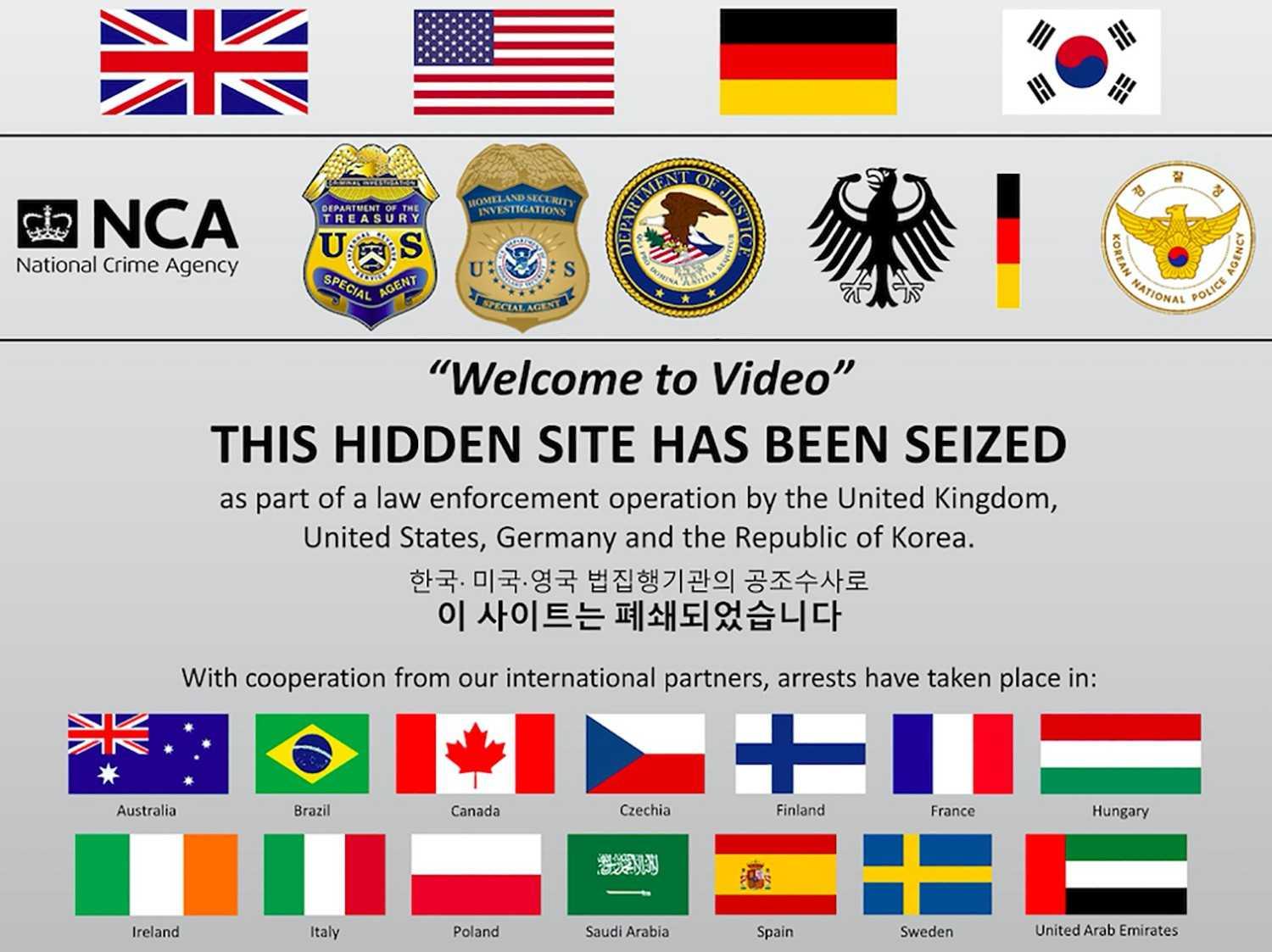 An undated handout picture released by Britain's National Crime Agency (NCA) in London on Oct 16, 2019 shows a screen shot of the seized dark web 'Welcome To Video' website. Photo: AFP 