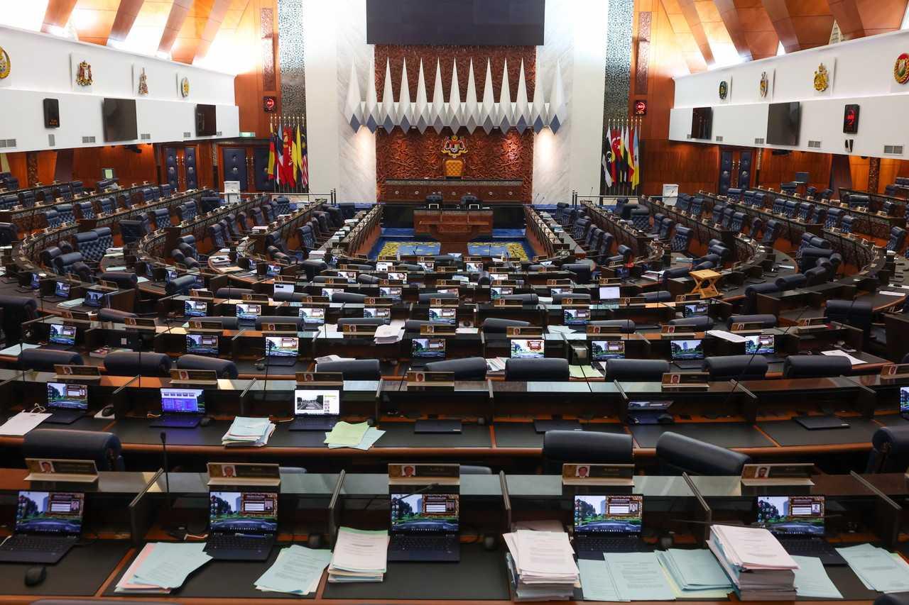 The Dewan Rakyat stands empty on the last day of the 15th Parliament sitting in Kuala Lumpur, April 4. Photo: Bernama