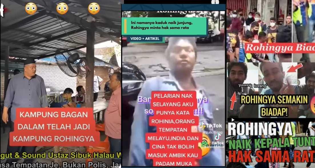 Screenshots of social media posts on the Rohingya community in Malaysia. 

