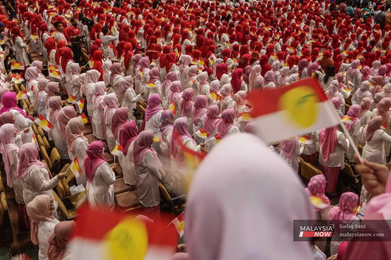 Umno delegates attend the party's 2022 general assembly at the World Trade Centre in Kuala Lumpur, Jan 11.