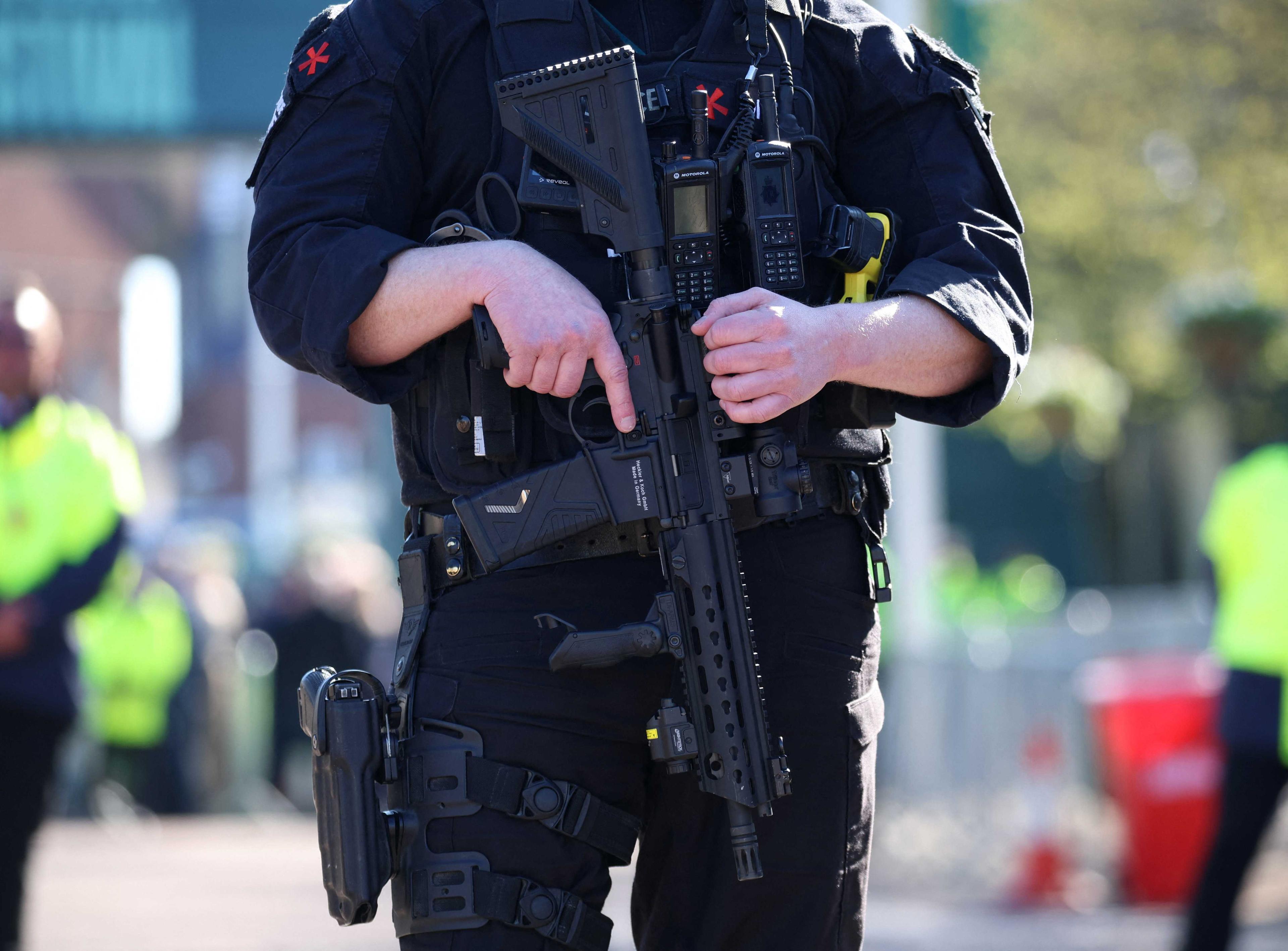 A police officer is seen in Liverpool, Britain, April 15. Photo: AFP 