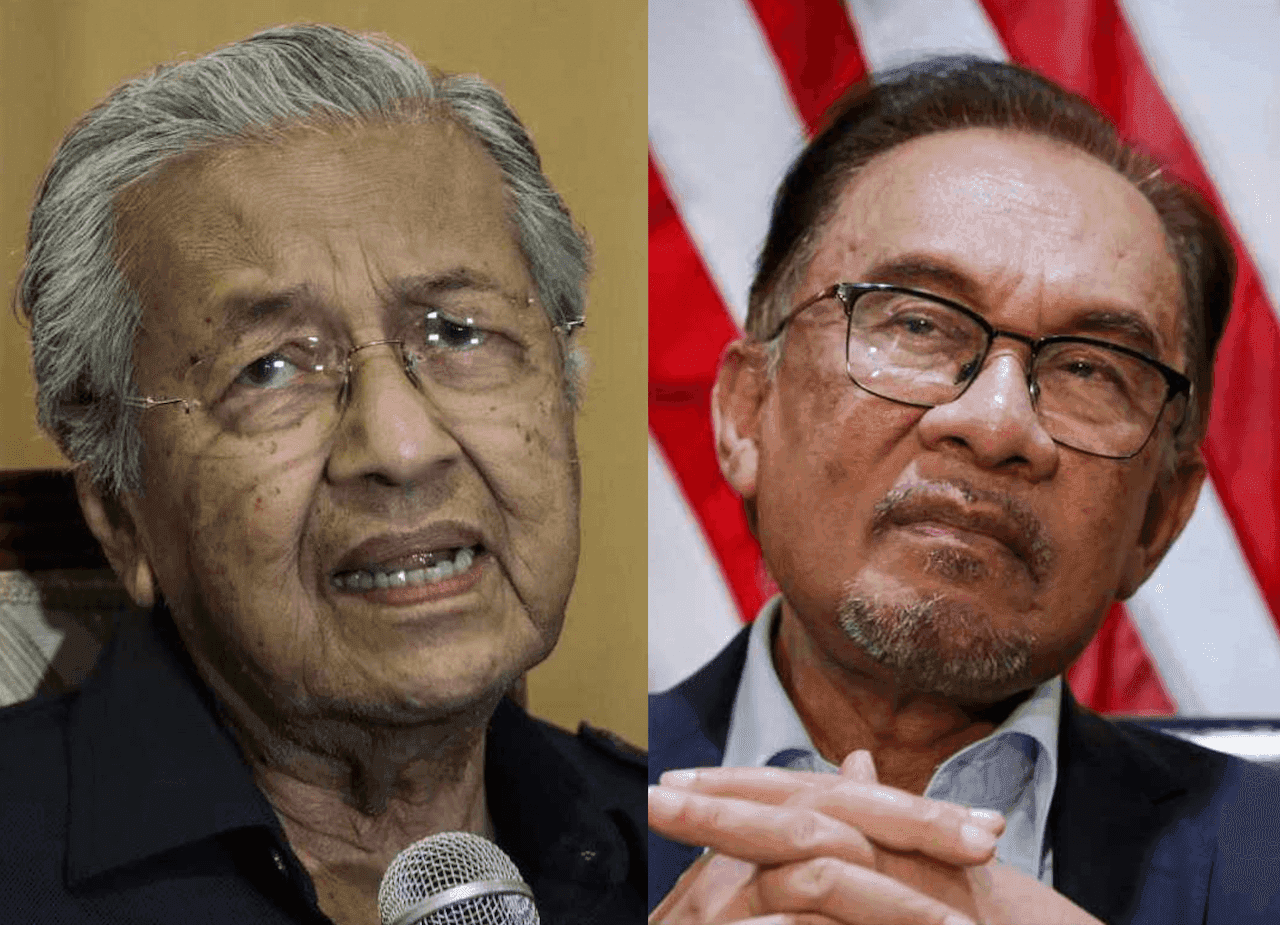 Former prime minister Dr Mahathir Mohamad and Prime Minister Anwar Ibrahim.