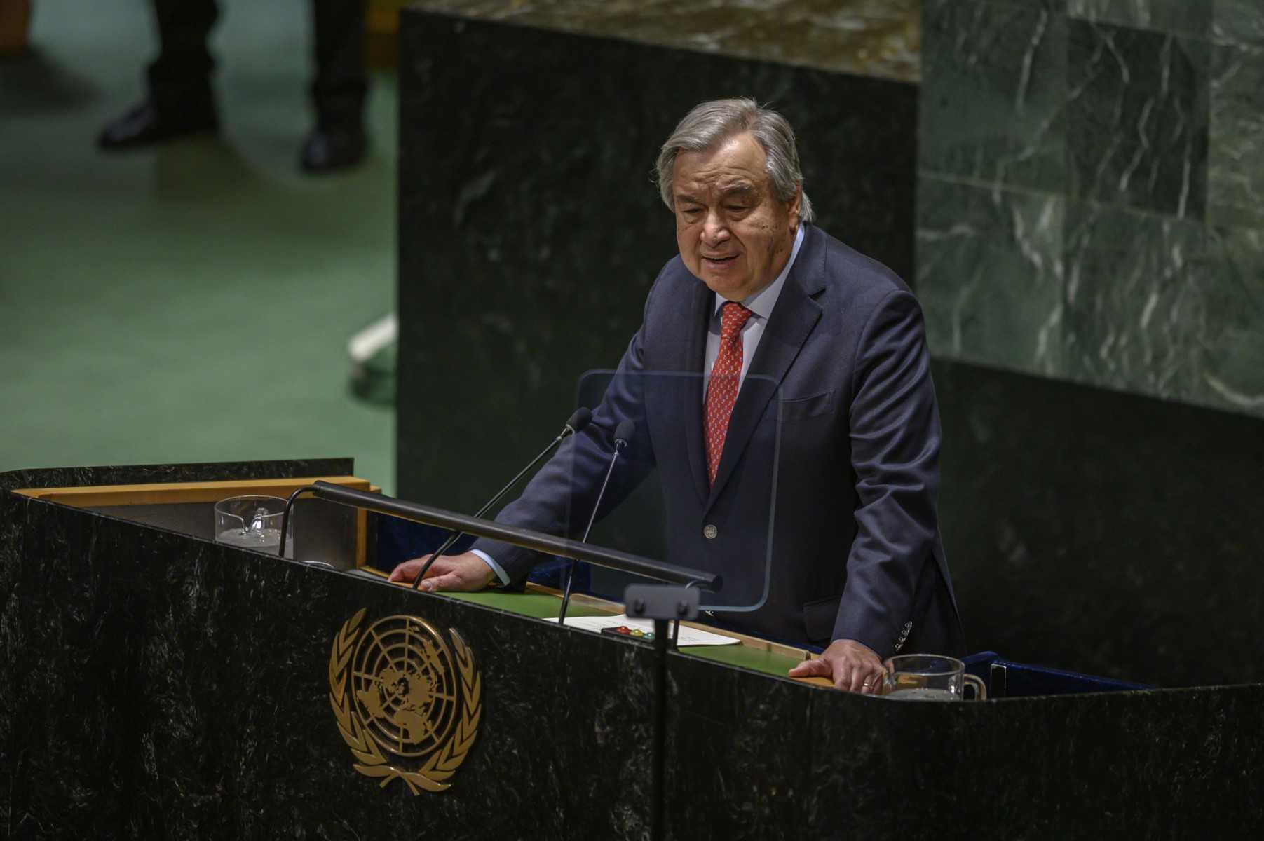 United Nations Secretary General Antonio Guterres addresses the 22nd session of the Permanent Forum on Indigenous Issues at the General Assembly Hall of the United Nations headquarters in New York City on April 17. Photo: AFP