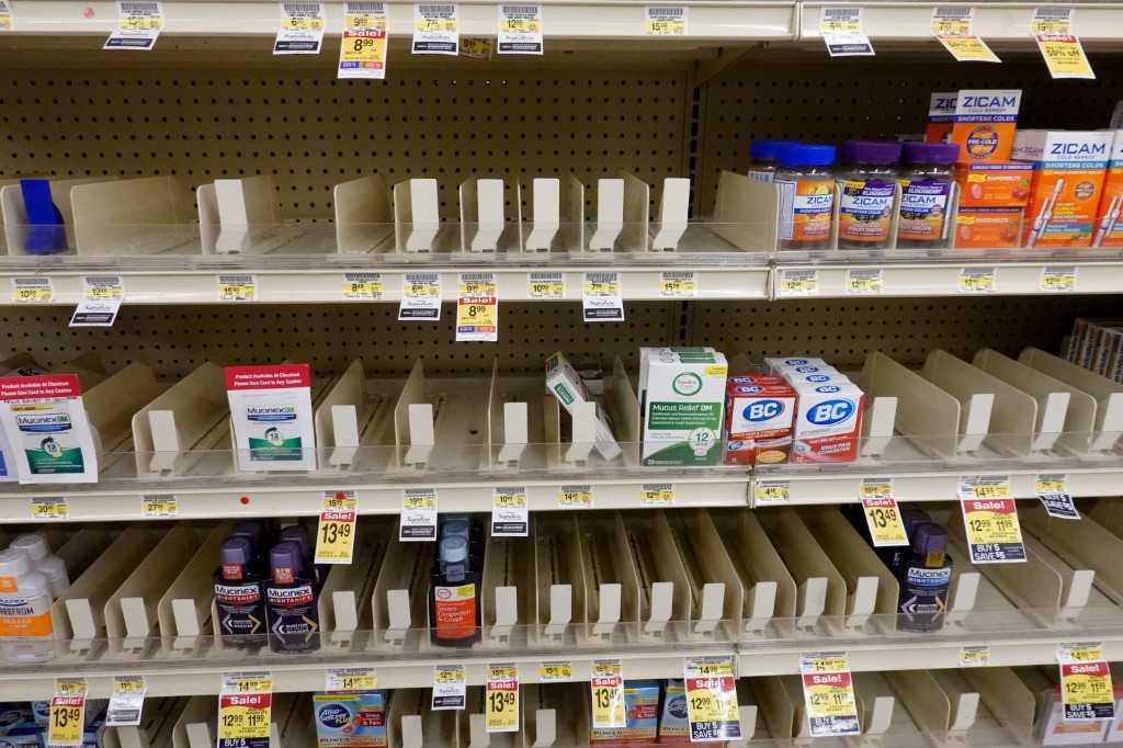 Shoppers are faced with sparsely stocked shelves of cold medication at a grocery and drug store on Jan 13, 2022 in Chicago, Illinois. Photo: AFP 