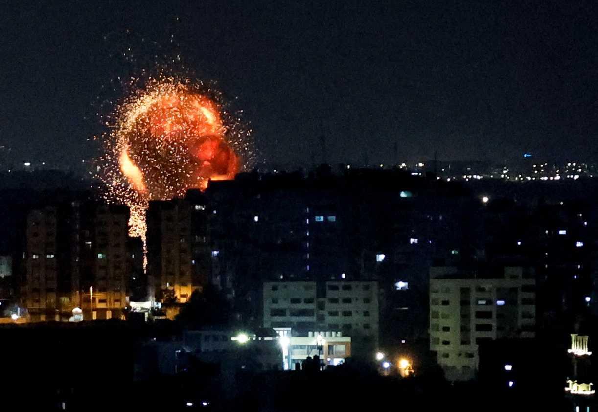 An explosion is seen as Israel strikes Gaza, May 2. Photo: Reuters