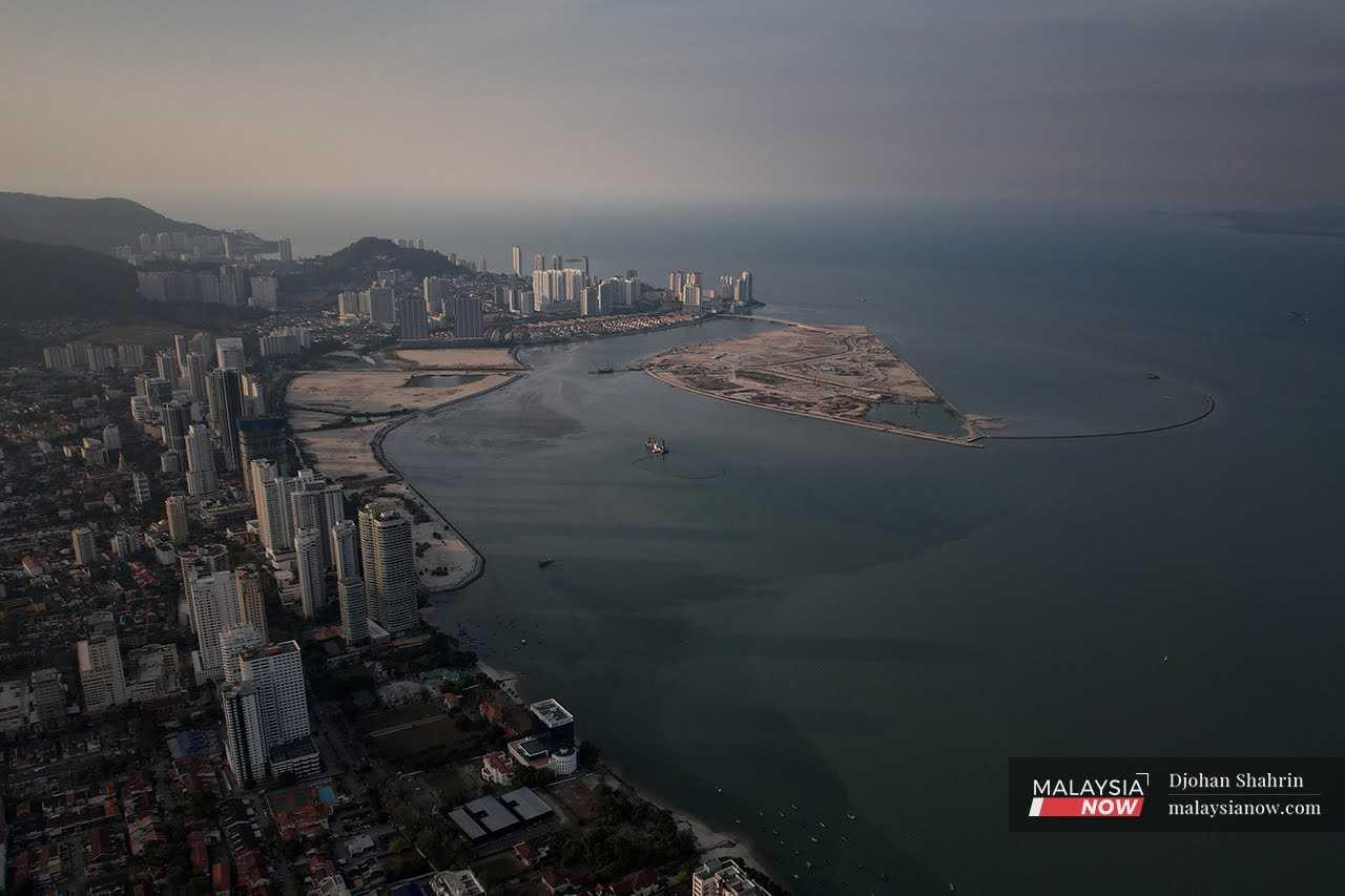 An aerial view of the Penang South Island project near Gurney Drive.