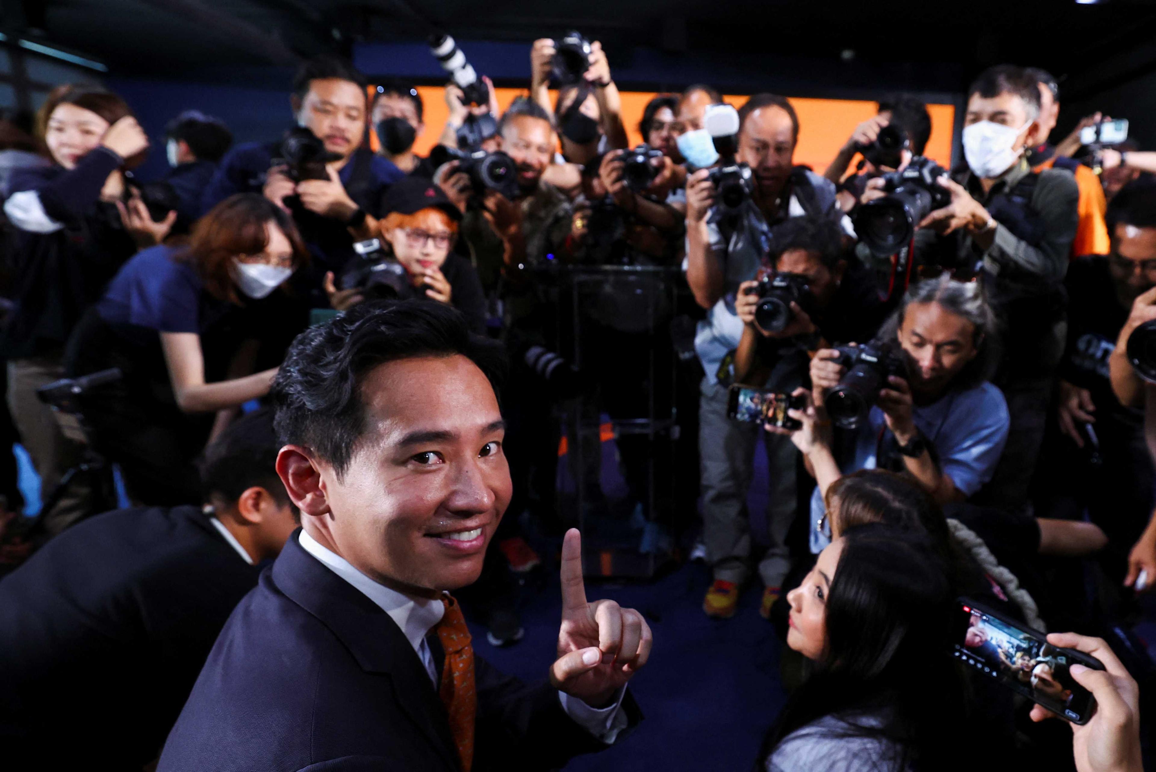 Move Forward Party leader and prime ministerial candidate, Pita Limjaroenrat, attends a press conference following the general election, at the party's headquarters in Bangkok, Thailand, May 15. Photo: Reuters