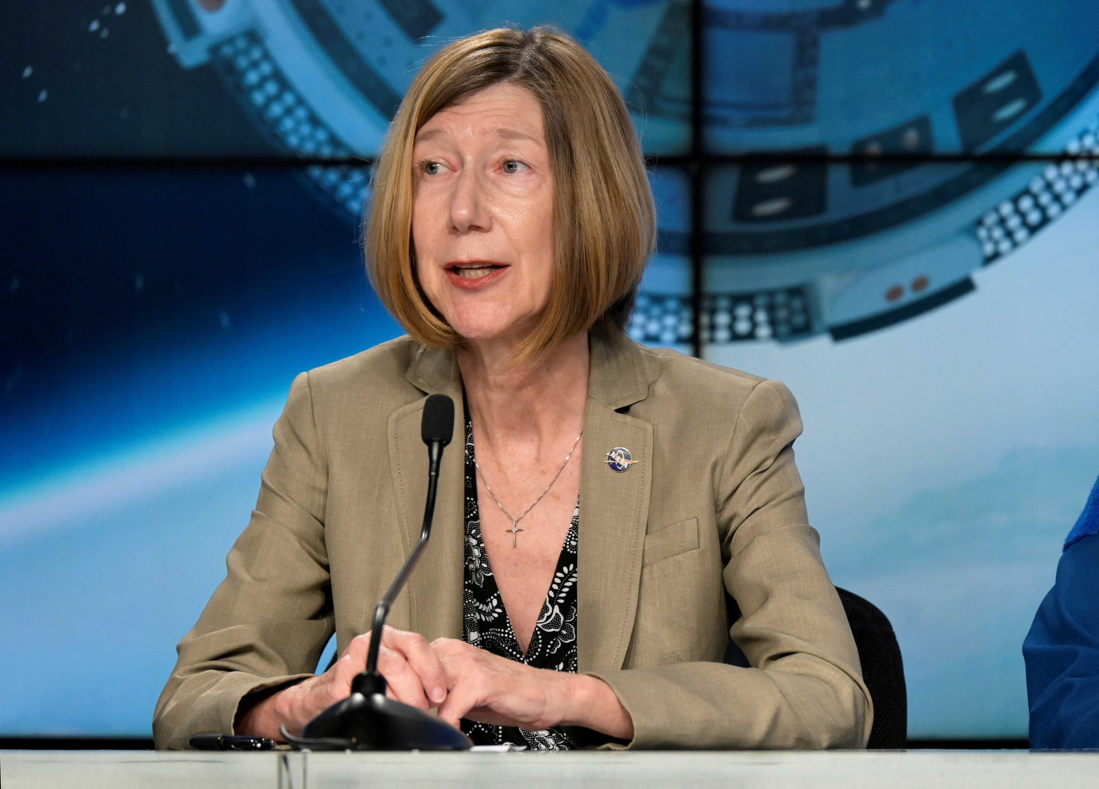 Nasa's Kathy Lueders talks about the upcoming launch of Boeing's CST-100 Starliner spacecraft aboard a United Launch Alliance Atlas 5 rocket on a second unpiloted test flight to the International Space Station during a news conference at the Kennedy Space Center, at Cape Canaveral, Florida, US May 18, 2022. Photo: Reuters