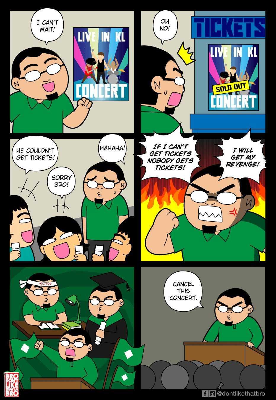 A comic seen as a veiled jibe against Islamist party PAS following its initial response to the Coldplay concert scheduled to be held in Malaysia this November. Photo: Facebook