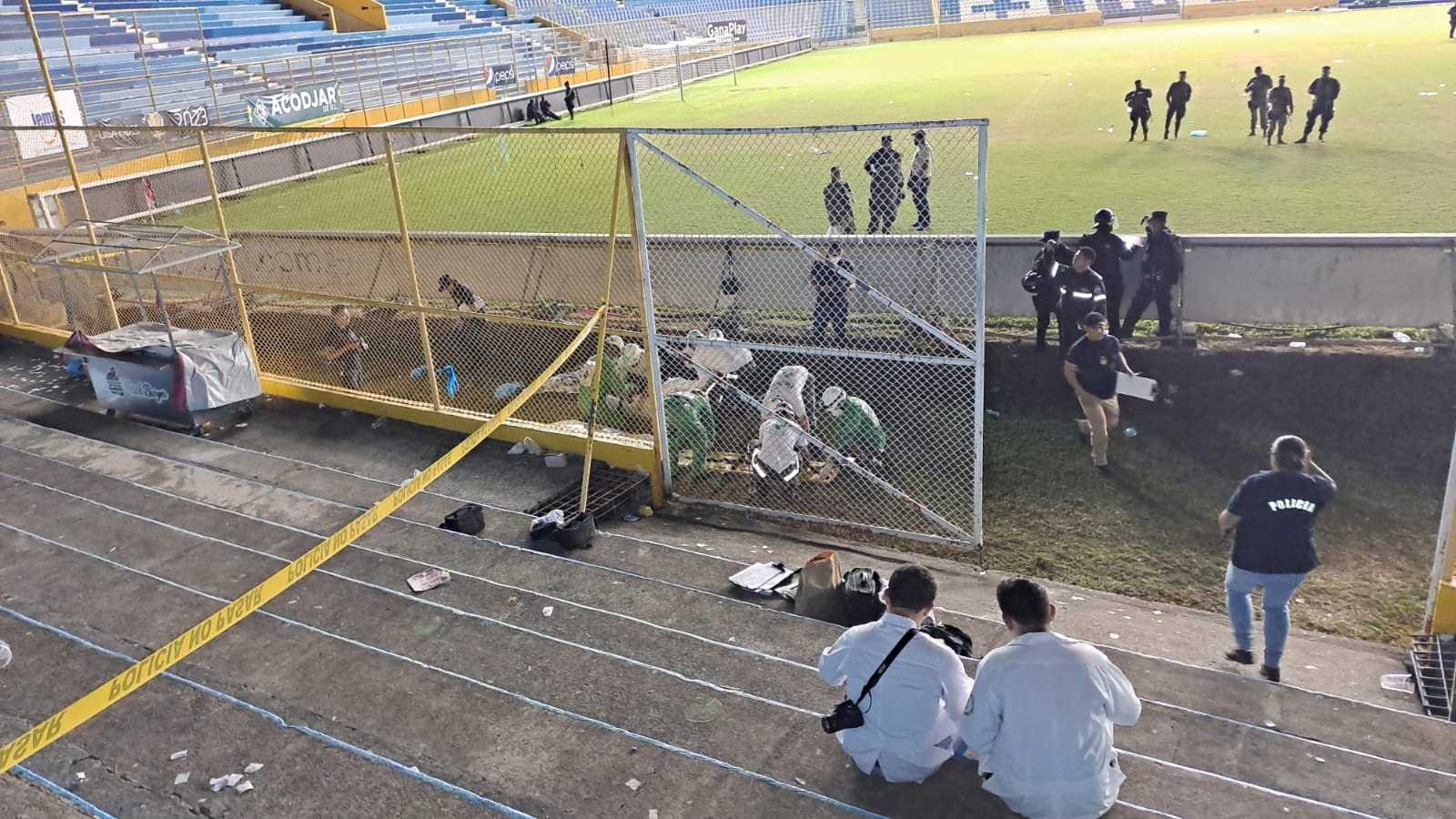 A view of the aftermath of a stampede at the Cuscatlan stadium in San Salvador, El Salvador, May 20, in this picture obtained from social media. Photo: Reuters