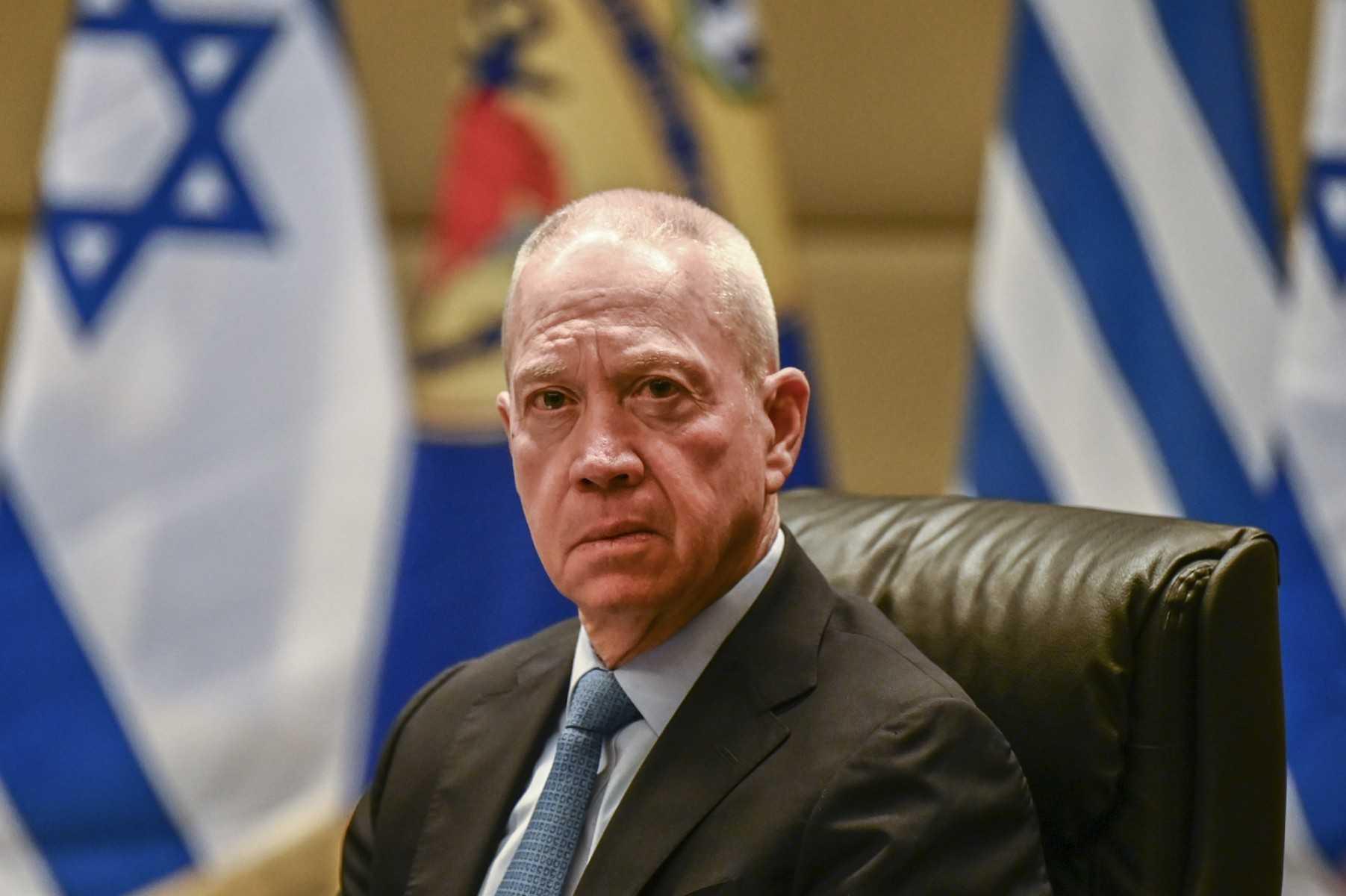 Israel's Defence Minister Yoav Gallant speaks during a meeting with his Greek counterpart in Athens, on May 4. Photo: AFP