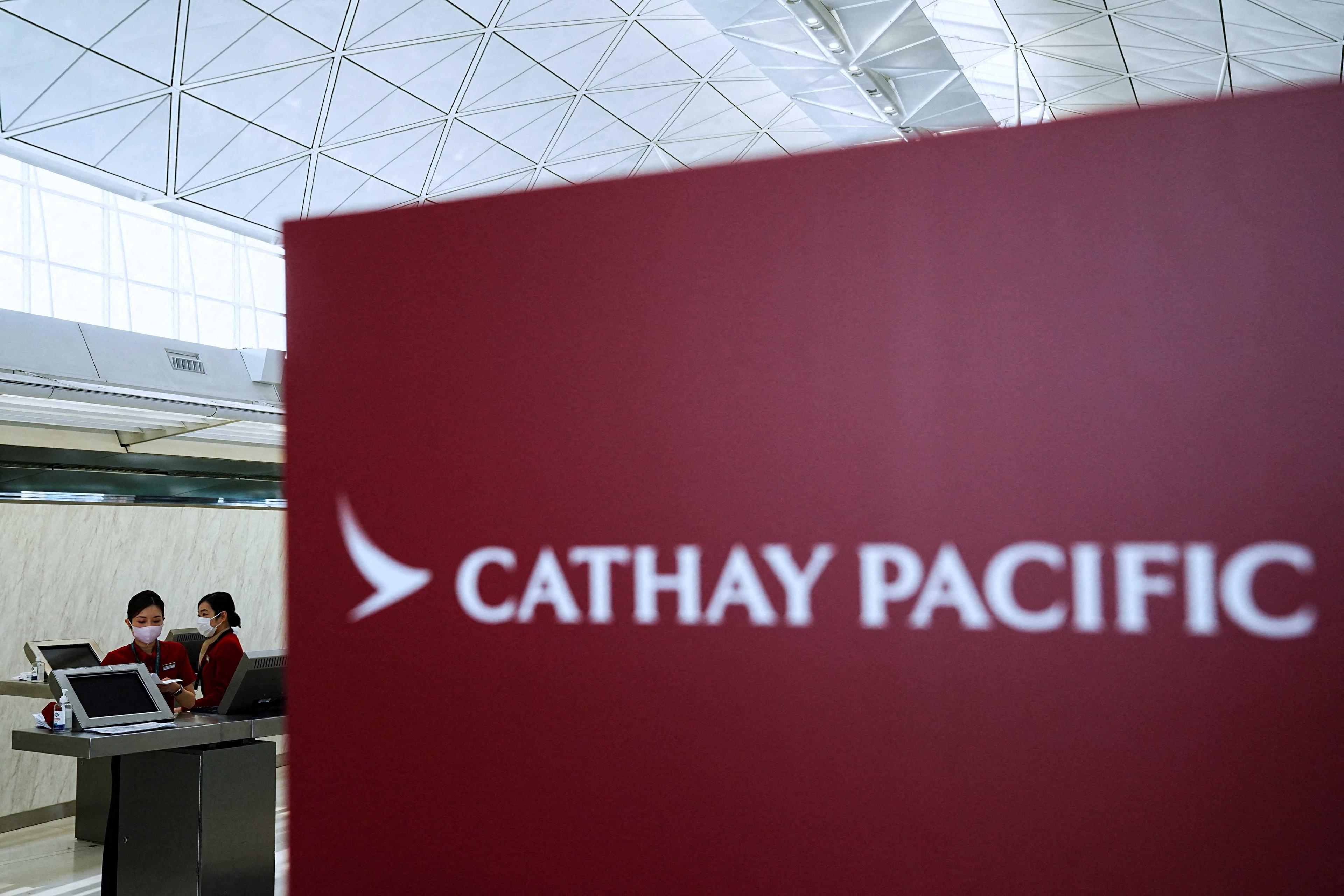 Cathay Pacific employees work at Hong Kong International Airport, in Hong Kong, China March 8. Photo: Reuters