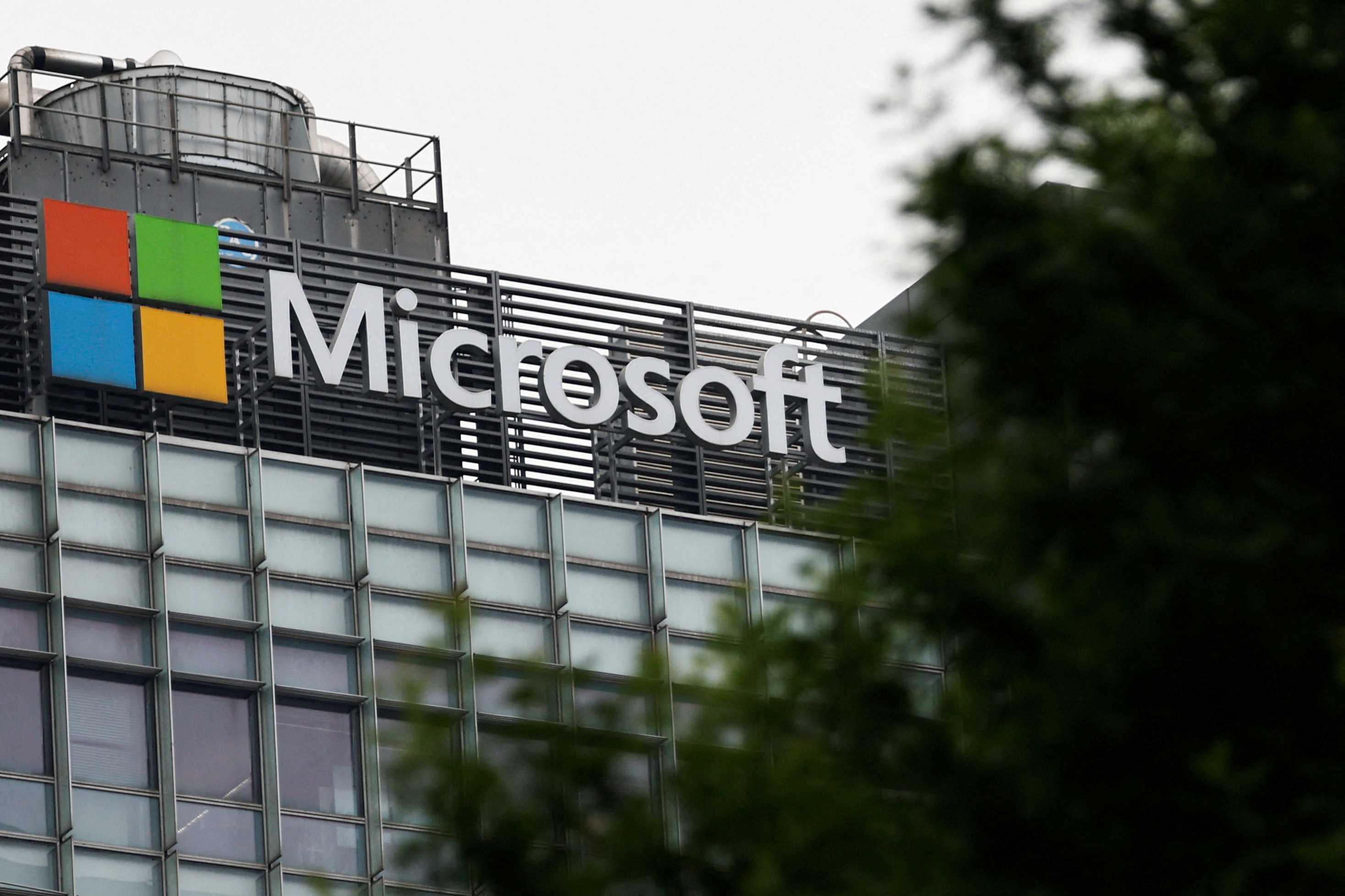Logo of Microsoft is pictured on its office building in Beijing, China May 25. Photo: Reuters
