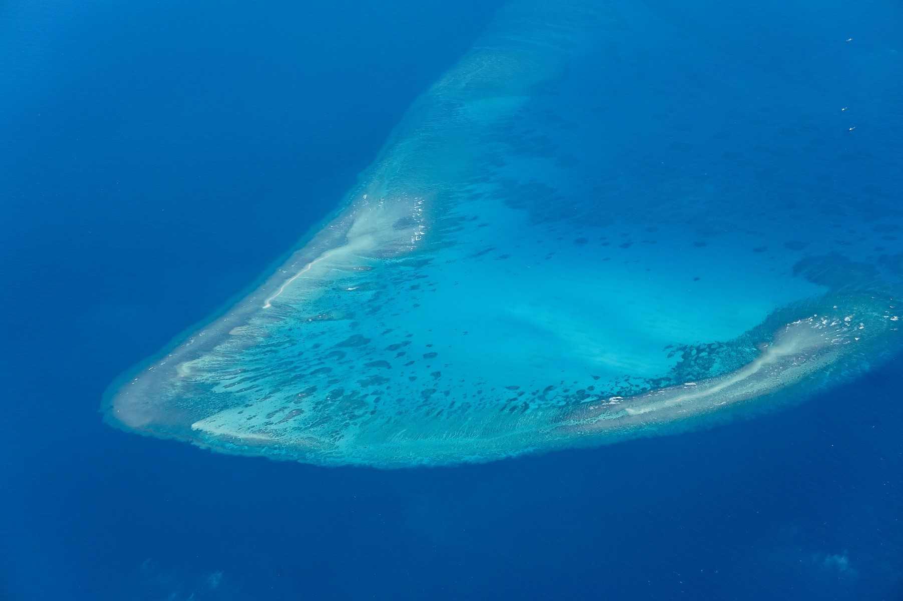 An aerial view taken on March 9, shows Iroquois Reef in the South China Sea. Photo: AFP