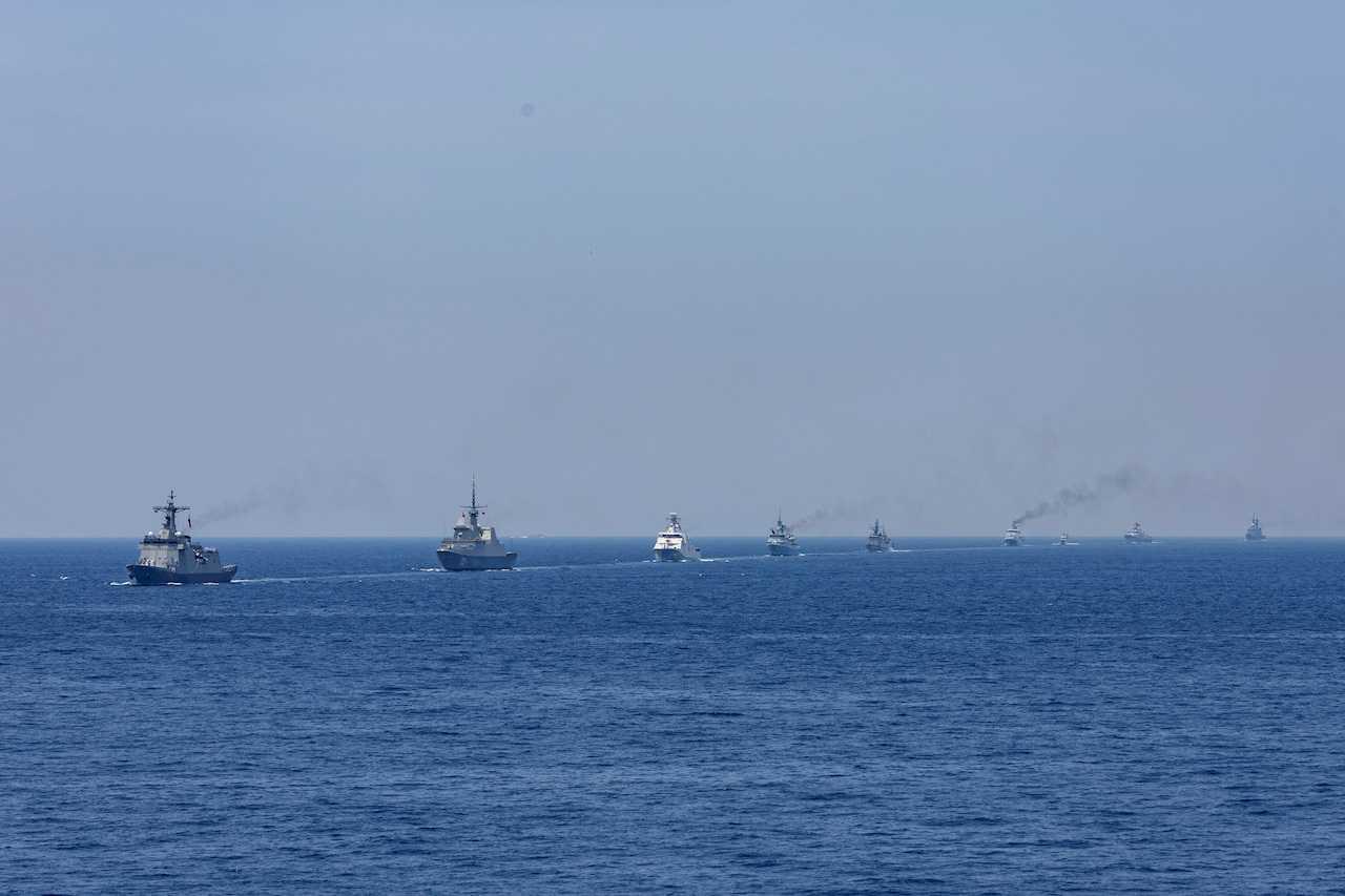 Ships from navies of Asean member countries participate in a fleet review as part of the 42nd Asean Multilateral Naval Exercise at Subic Bay, Zambales, Philippines, May 11. Photo: Reuters