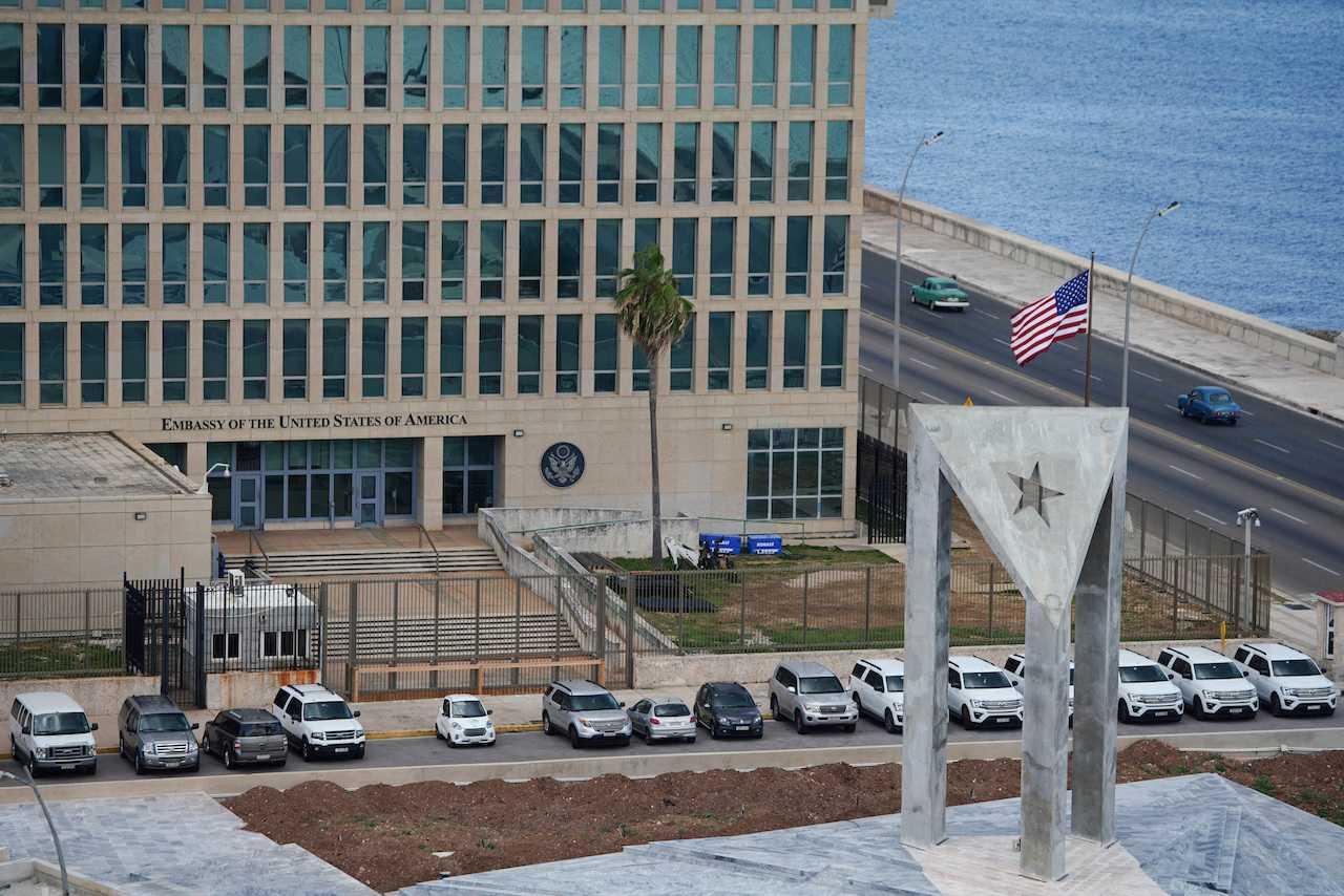 A view of the US embassy beside the Anti-Imperialist stage in Havana, Cuba, May 24. Photo: Reuters