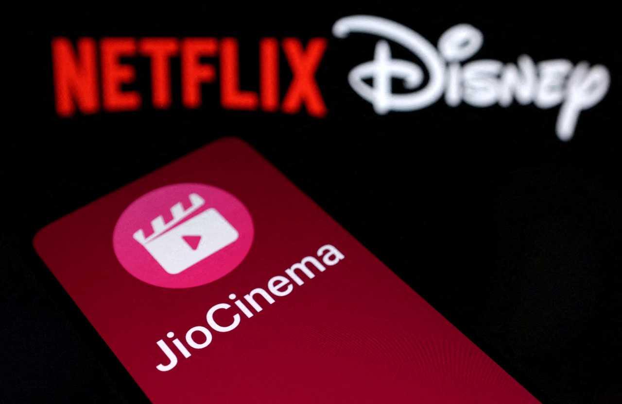 JioCinema, Netflix and Disney logos are seen in this illustration taken April 28. Photo: Reuters