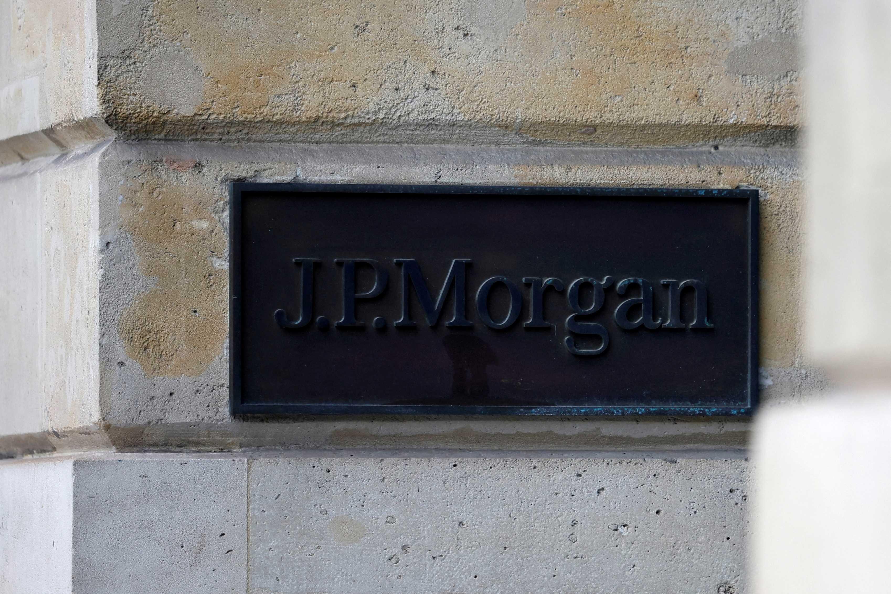 A JP Morgan logo is seen outside the JPMorgan bank offices in Paris, France, Jan 27. Photo: Reuters