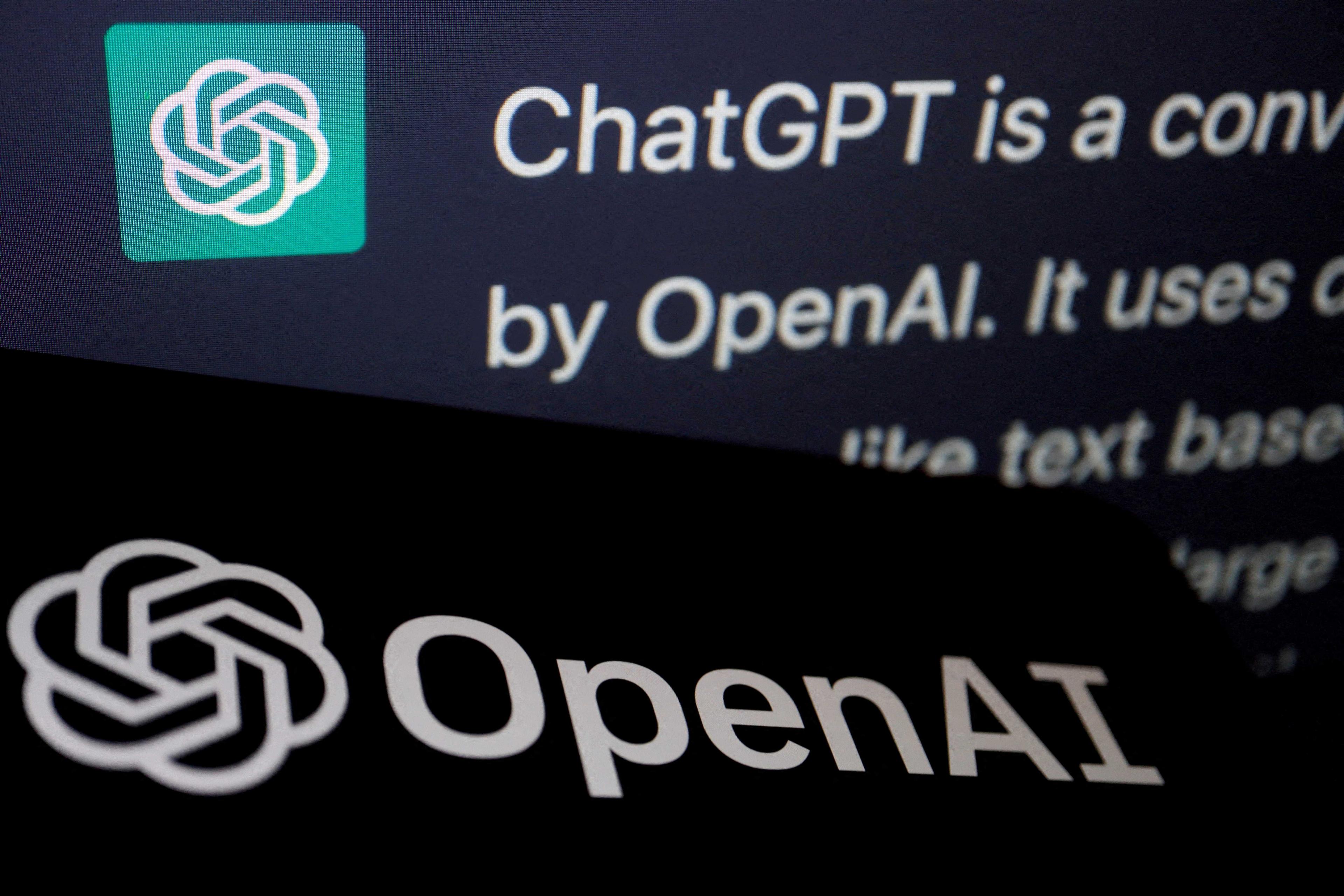 The logo of OpenAI is displayed near a response by its AI chatbot ChatGPT on its website, in this illustration picture taken Feb 9. Photo: Reuters