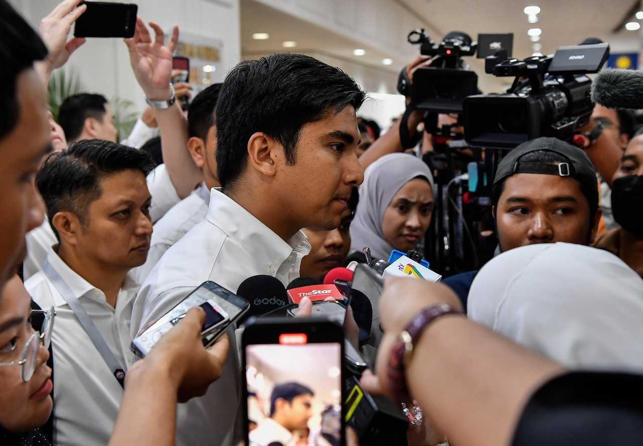 Muda president Syed Saddiq Syed Abdul Rahman speaks to reporters after a government convention at the World Trade Centre in Kuala Lumpur, May 14. Photo: Bernama
