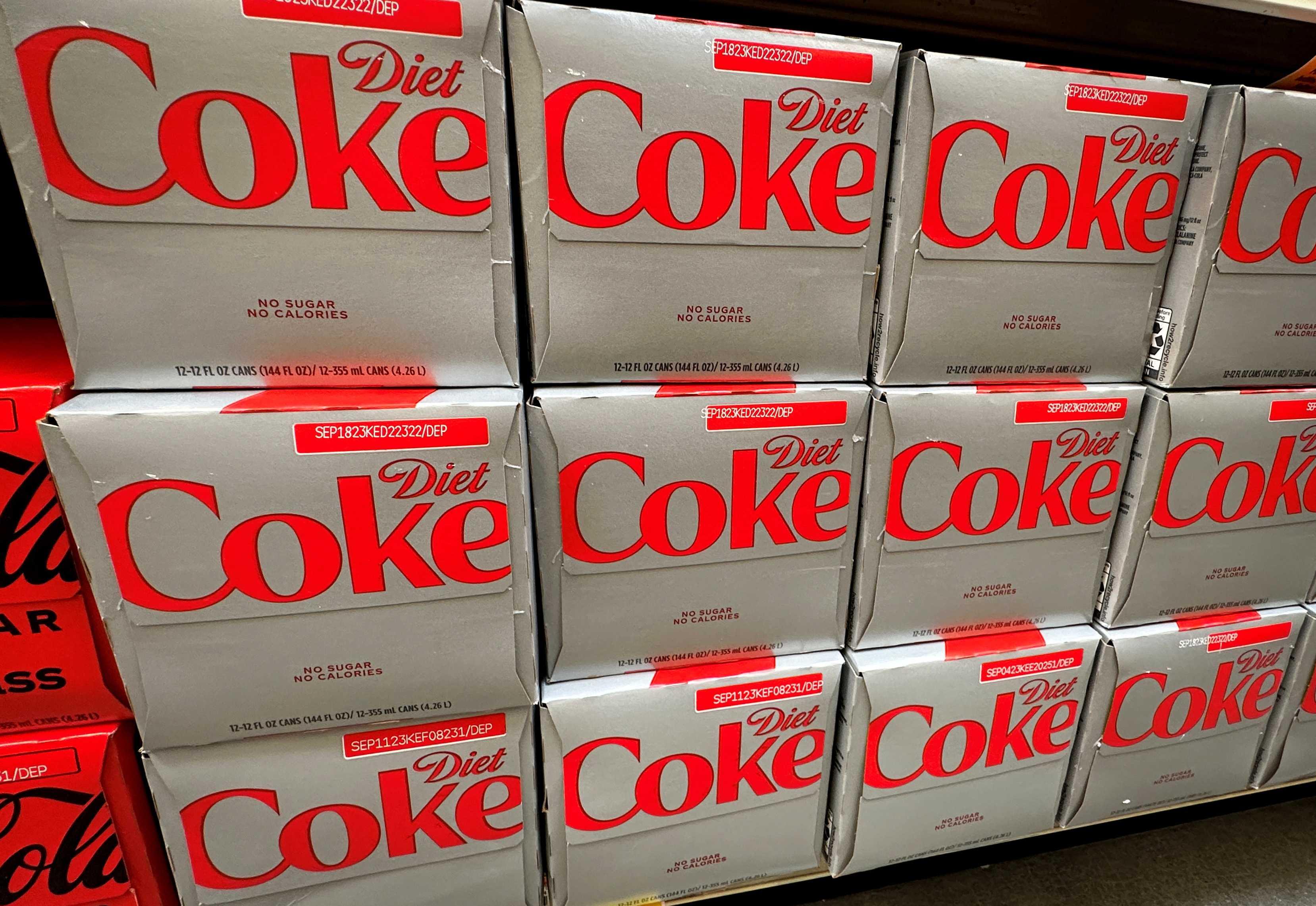 Packages of Diet Coke are seen on display at a market in New York City, New York, US, June 28. Photo: Reuters