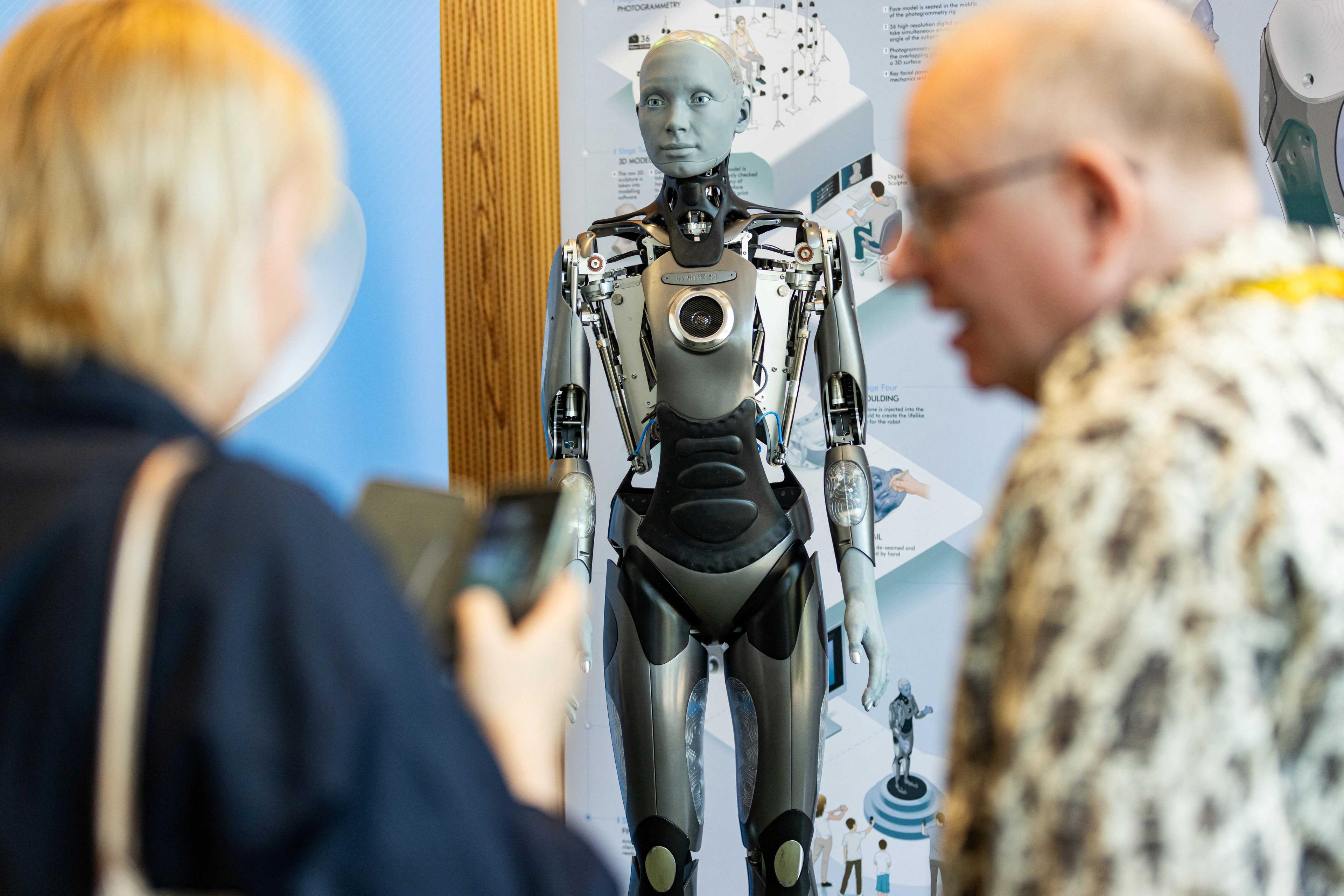 Humanoid robot 'Rmeca' is pictured at AI for Good Global Summit, in Geneva, Switzerland, July 6. Photo: Reuters
