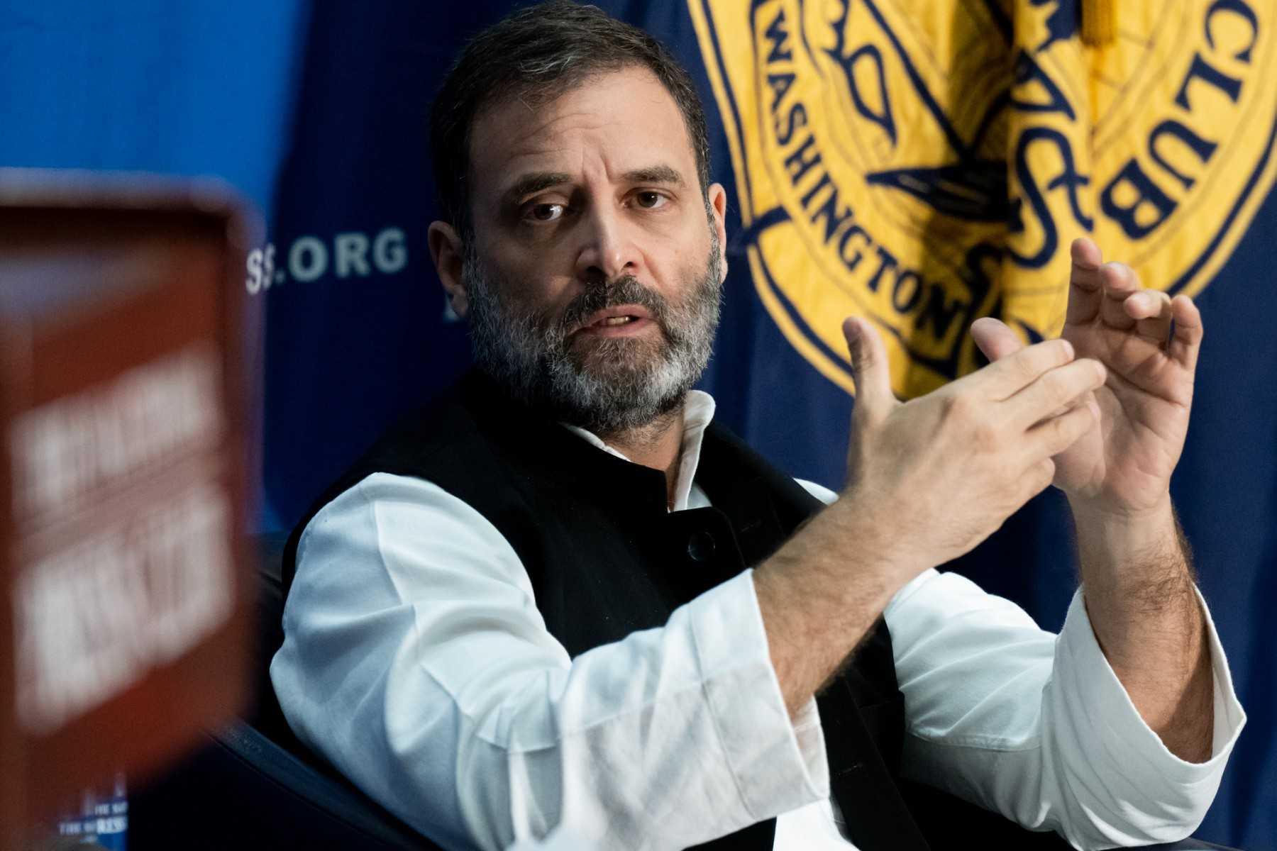 Rahul Gandhi, India's most prominent opposition leader, speaks during a Headliners Newsmaker event at the National Press Club in Washington, DC, on June 1. Photo: AFP 