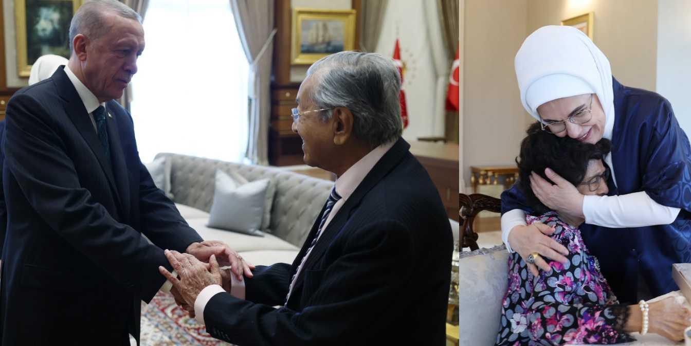 Di Turkiye, Mahathir dan isteri Dr Siti Hasmah Ali disambut mesra di istana presiden oleh pasangan pertama negara itu, Recep Tayyip Erdoğan dan Emine Erdoğan. Kedua-dua pemimpin itu adalah sama dalam menyuarakan kritikan terhadap Barat serta status mereka sebagai antara individu yang paling berpengaruh di negara masing-masing. Gambar: Dr Mahathir Mohamad