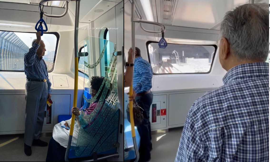 Di tanah air, Mahathir lebih suka berdiri manakala isterinya duduk semasa menaiki kereta api ke Putrajaya, bandar yang dibinanya sebagai pusat pentadbiran Malaysia. Gambar: Dr Mahathir Mohamad