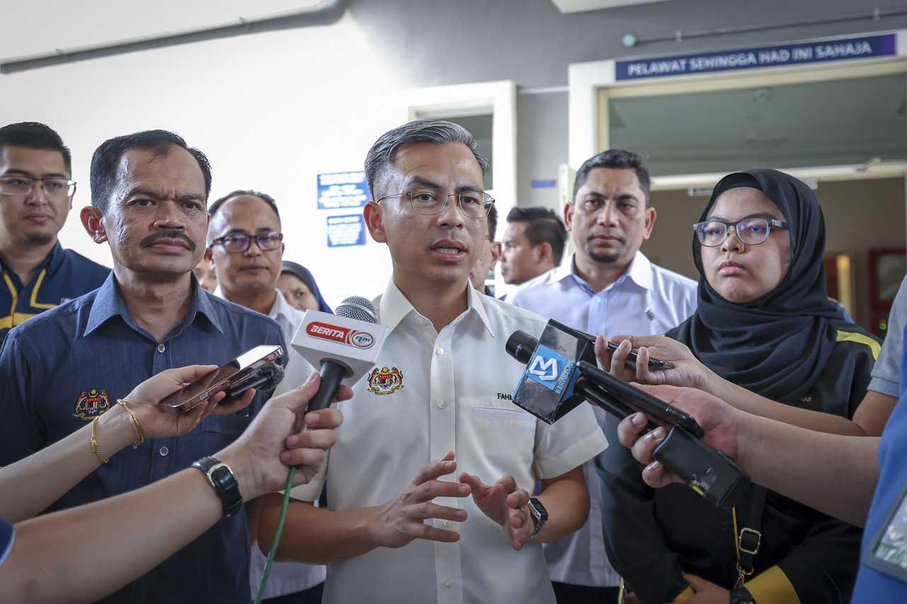Communications and Digital Minister Fahmi Fadzil speaks to reporters in Dengkil, July 9. Photo: Bernama