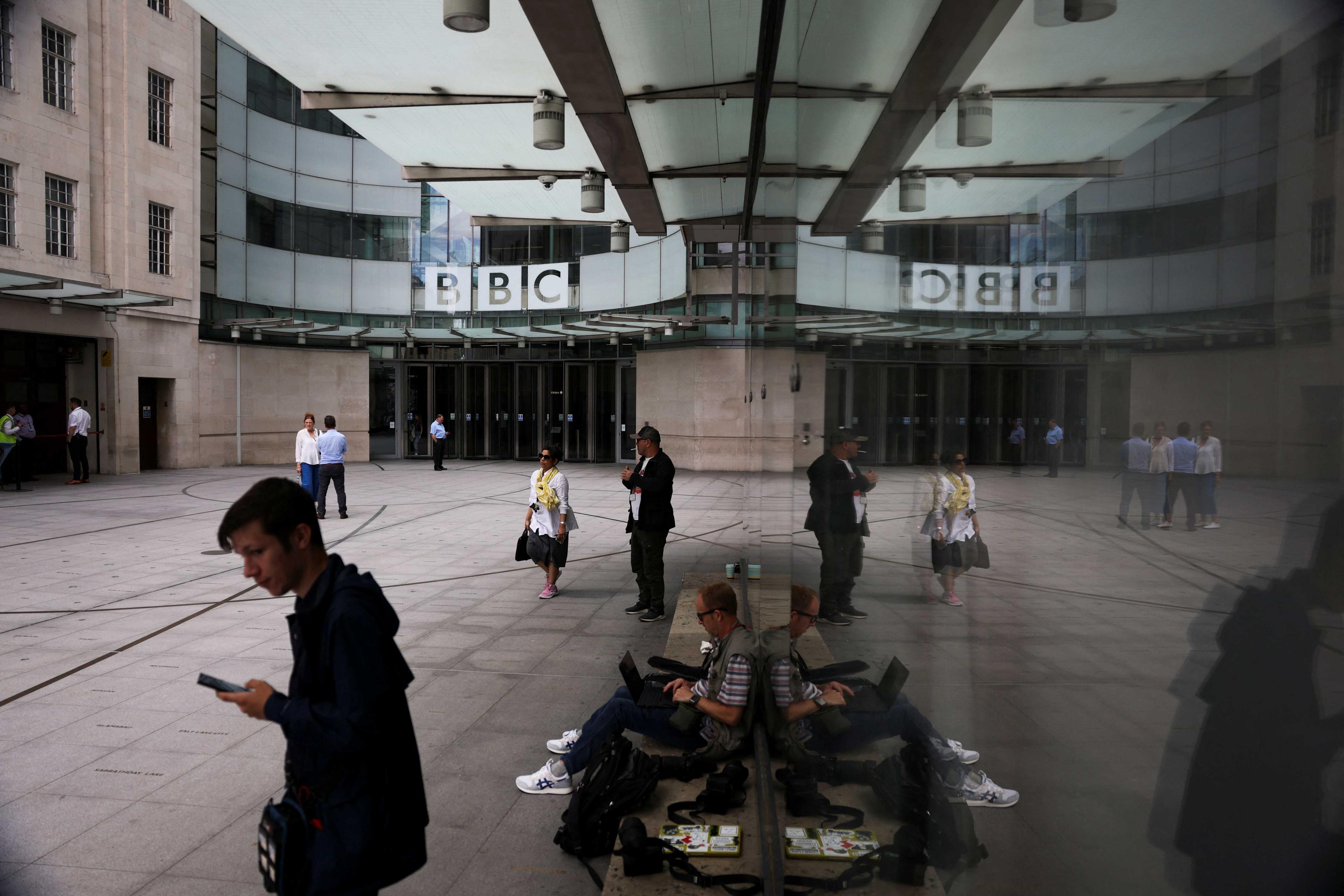 Members of the media work outside the BBC headquarters in London, Britain, July 10. Photo: Reuters