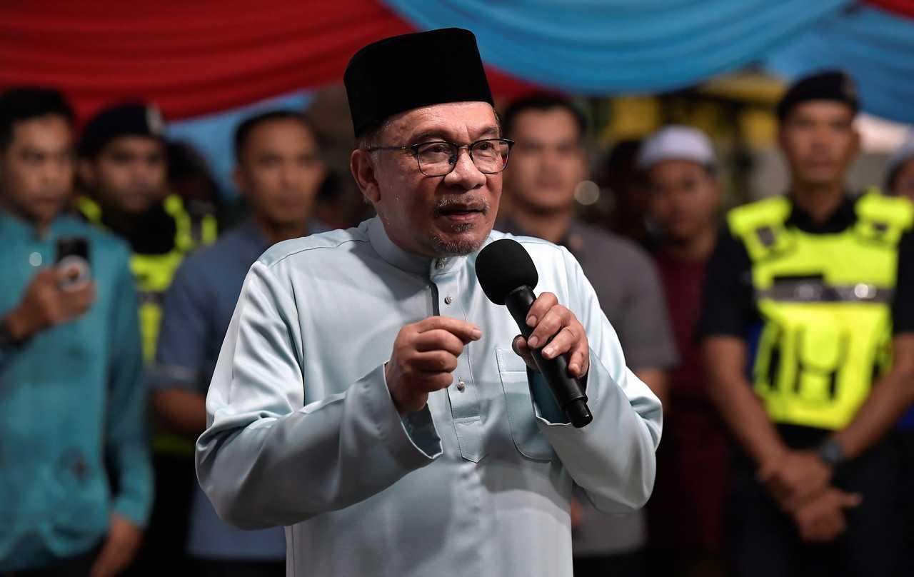 Prime Minister Anwar Ibrahim at an event in Tajong Karang, July 19. Photo: Bernama