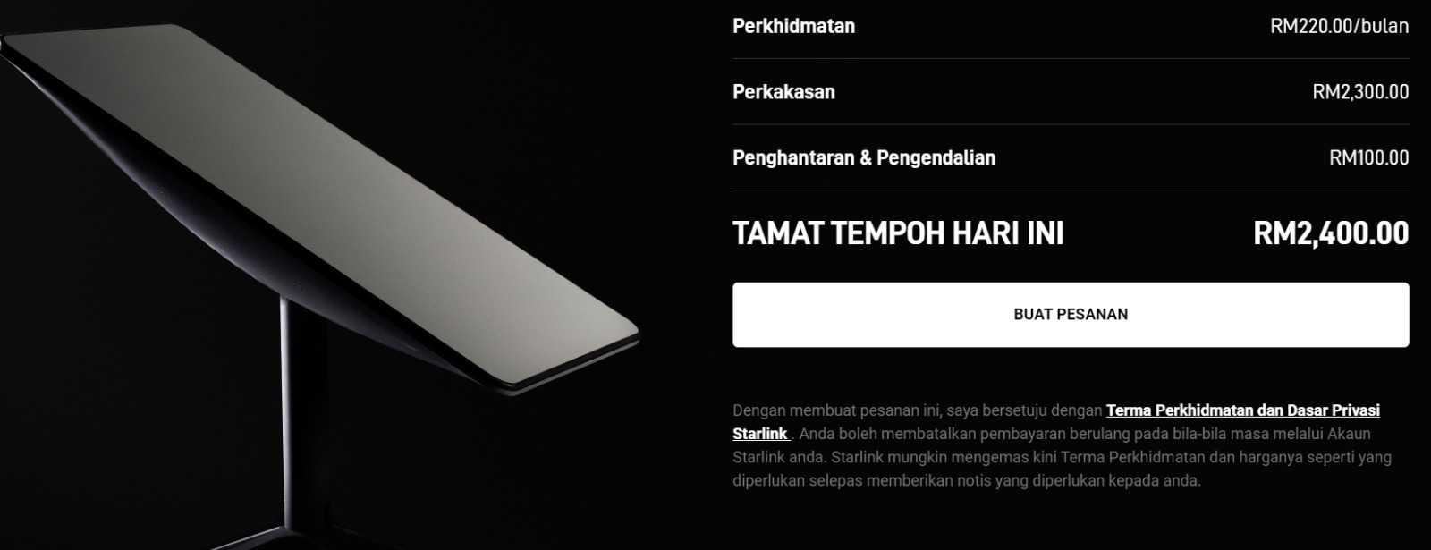 Starlink's internet kit is now available in Malaysia following its service provider licence's approval by the Malaysian Communications and Multimedia Commission.