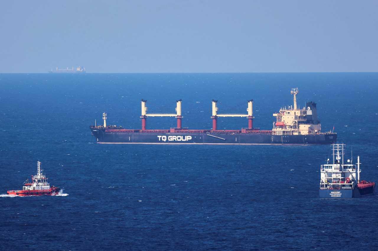 Turkish-flagged bulker TQ Samsun, carrying grain under UN's Black Sea grain initiative, is pictured in the Black Sea, north of Bosphorus Strait, off Istanbul, Turkey, July 17. Photo: Reuters