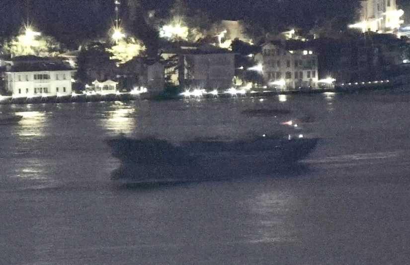 Palau-flagged vessel Sukru Okan transits Bosphorus on its way to the Black Sea in Istanbul, Turkey, Aug 13, this screen grab from a video. Photo: Reuters
