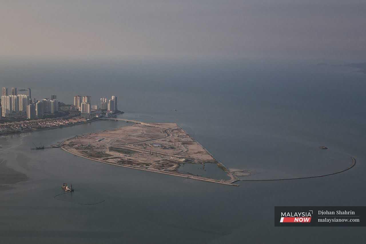 An aerial view of the Penang South Island project off Gurney Drive in Penang.