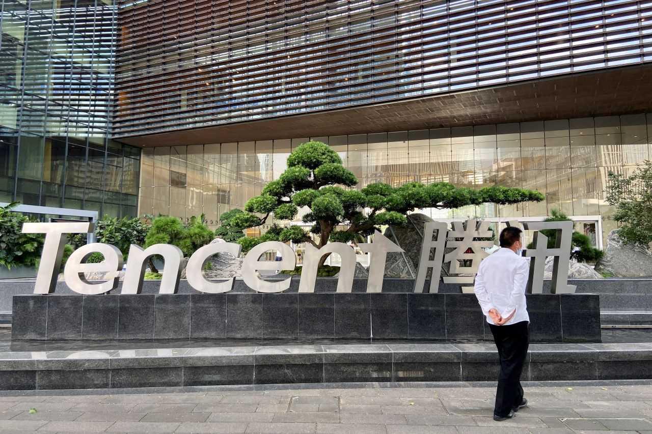 A man walks outside the Tencent headquarters in Nanshan district of Shenzhen, Guangdong province, China Sept 2, 2022. Photo: Reuters