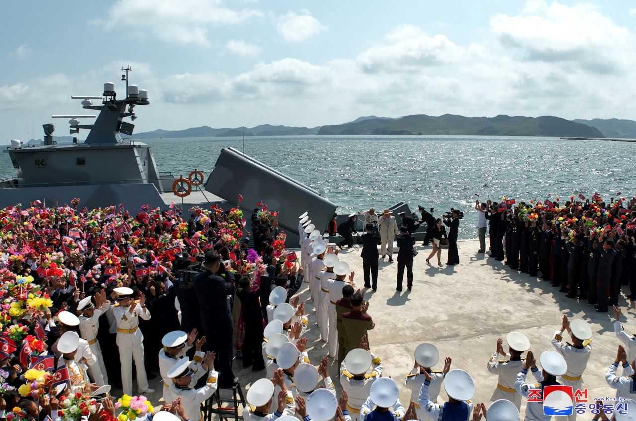 North Korean leader Kim Jong Un attends what state media report was a launching ceremony for a new tactical nuclear attack submarine (not pictured) in North Korea, in this picture released by North Korea's Korean Central News Agency (KCNA) on Sept 8. Photo: Reuters