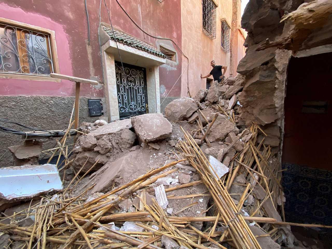 Pandangan umum kerosakan di bandar bersejarah Marrakech, susulan gempa bumi kuat melanda Maghribi, 9 September. Gambar: Reuters