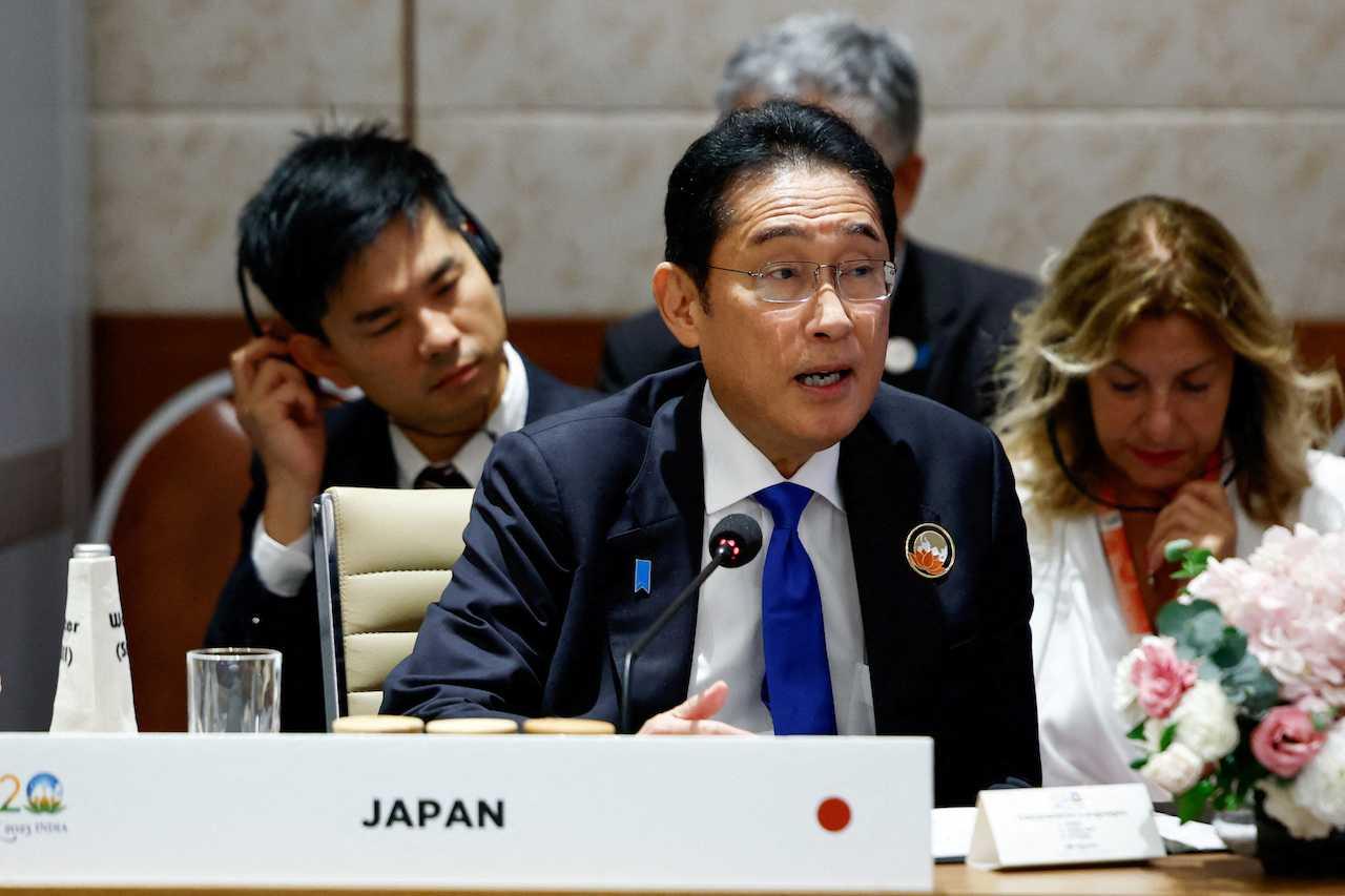 Japanese Prime Minister Fumio Kishida attends an event at the G20 summit in New Delhi, India, Sept 9. Photo: Reuters