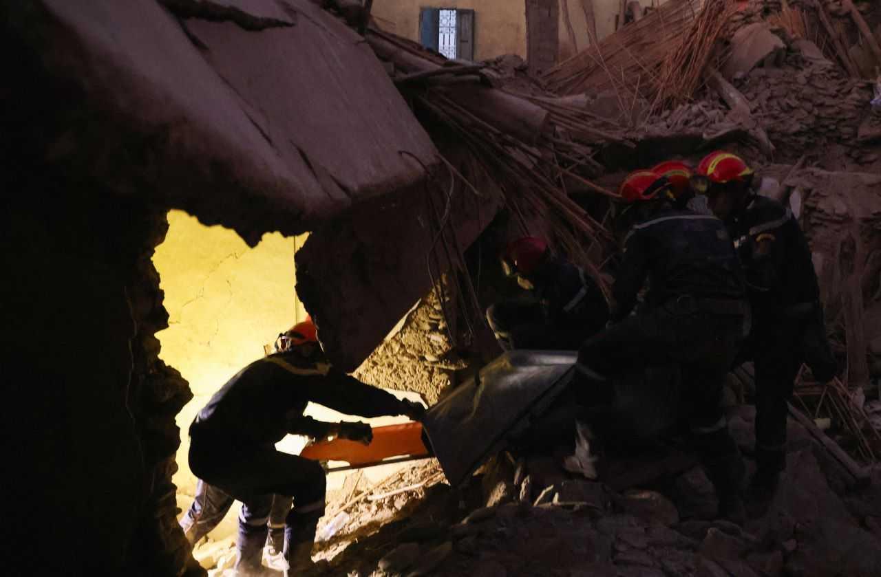 Emergency crews work, in the aftermath of a deadly earthquake, in Amizmiz, Morocco, Sept 10. Photo: Reuters